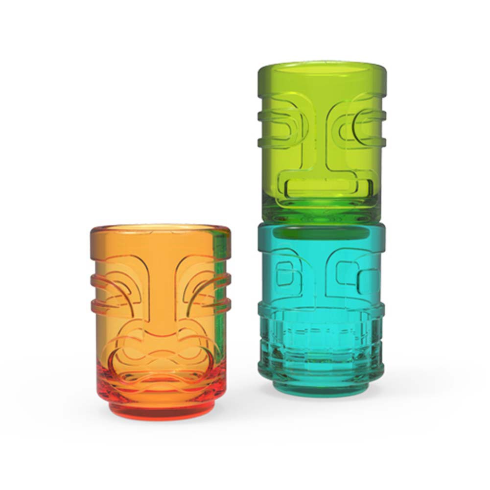 Tiki Trio Multi-Color Shot Glass Set