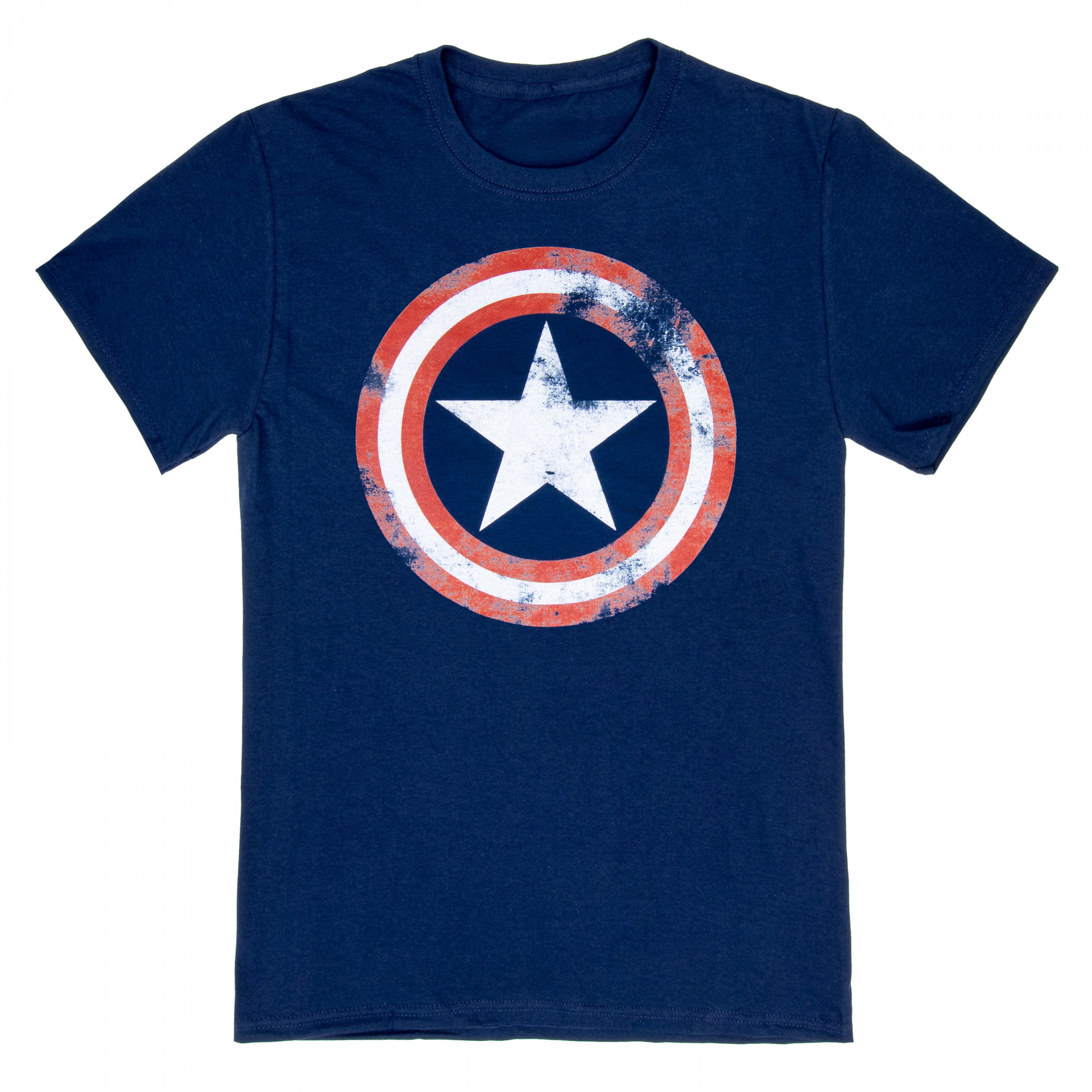 Captain America Women's Distressed Symbol T-Shirt, Blue