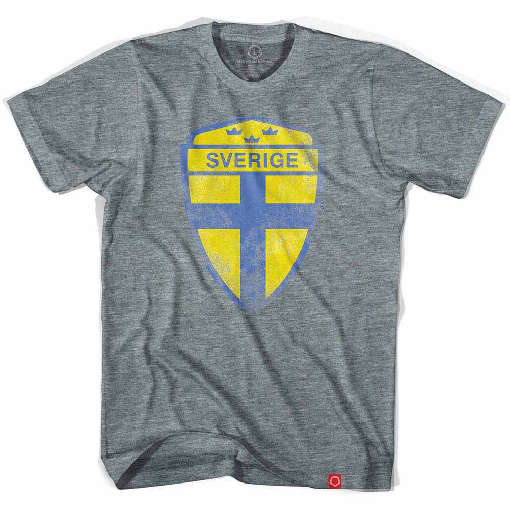 Sweden Sverige Crest Soccer Gray T-Shirt