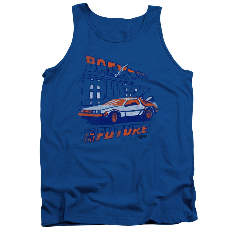 Back To The Future Lightning Strikes Blue Tank Top