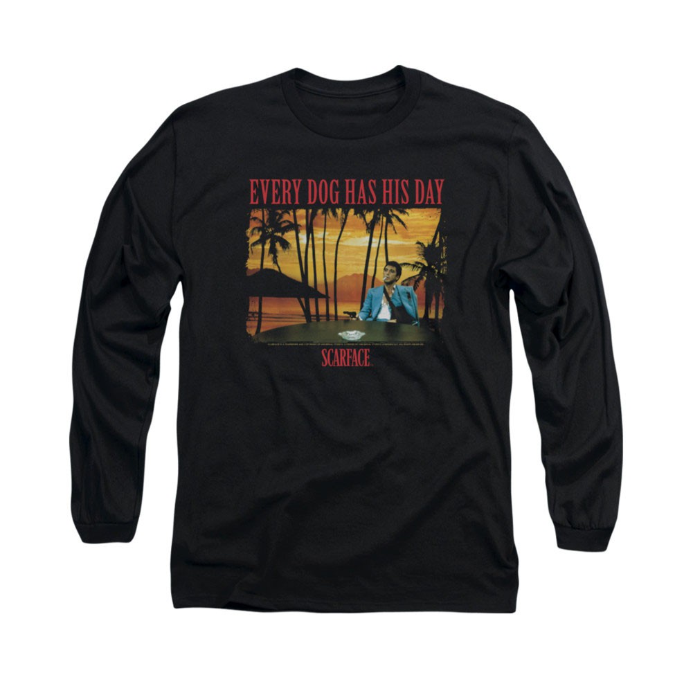 Scarface Dog Day Black Long Sleeve T-Shirt