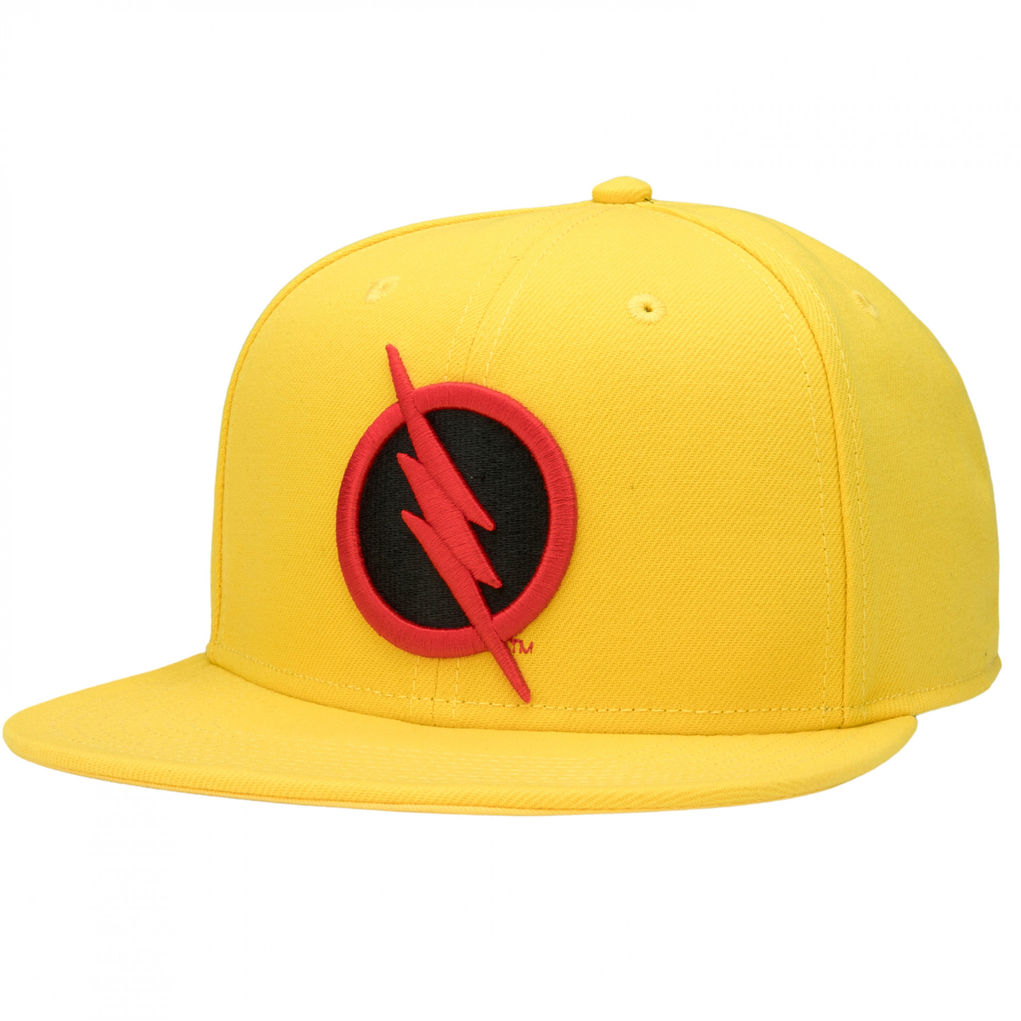 Reverse Flash Logo Flat Bill Snapback Hat, Yellow