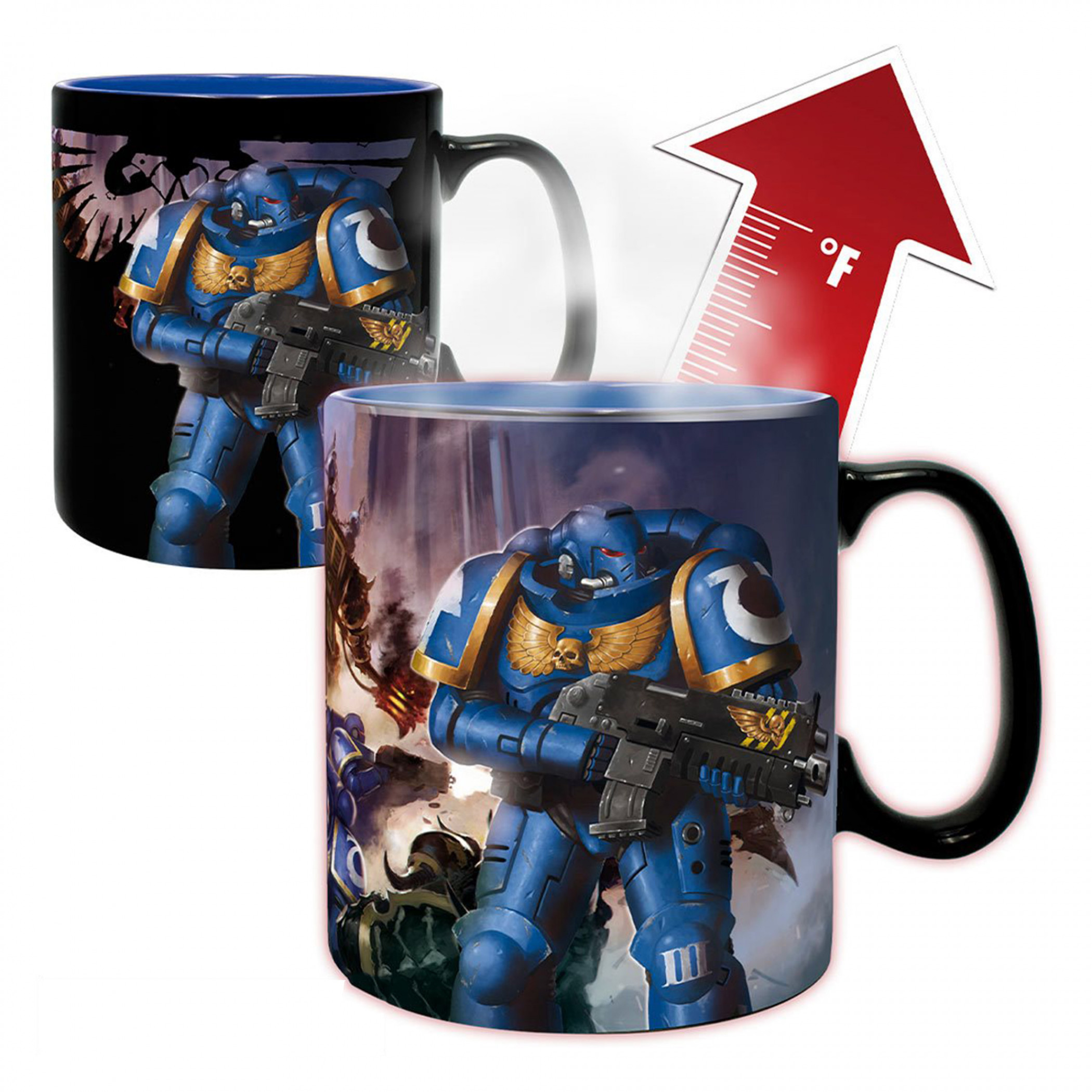 Warhammer 40 000 Ultramarines vs Black Legion Heat-Change 16oz. Mug, Black