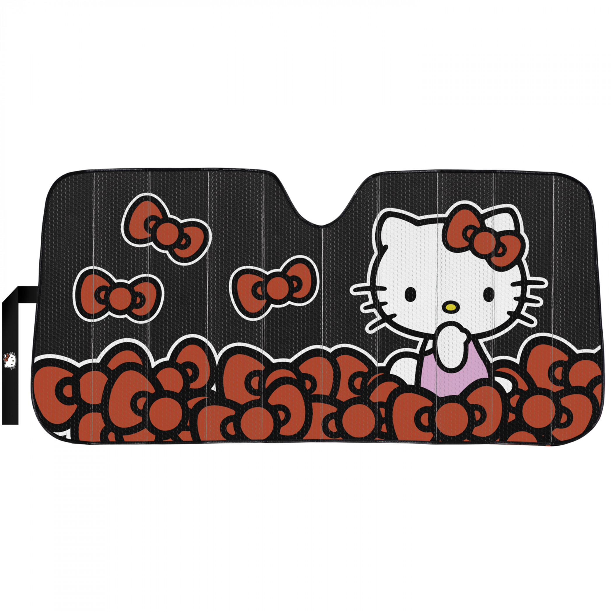Hello Kitty Pile of Bows Car Windshield Visor Sunshade, Black