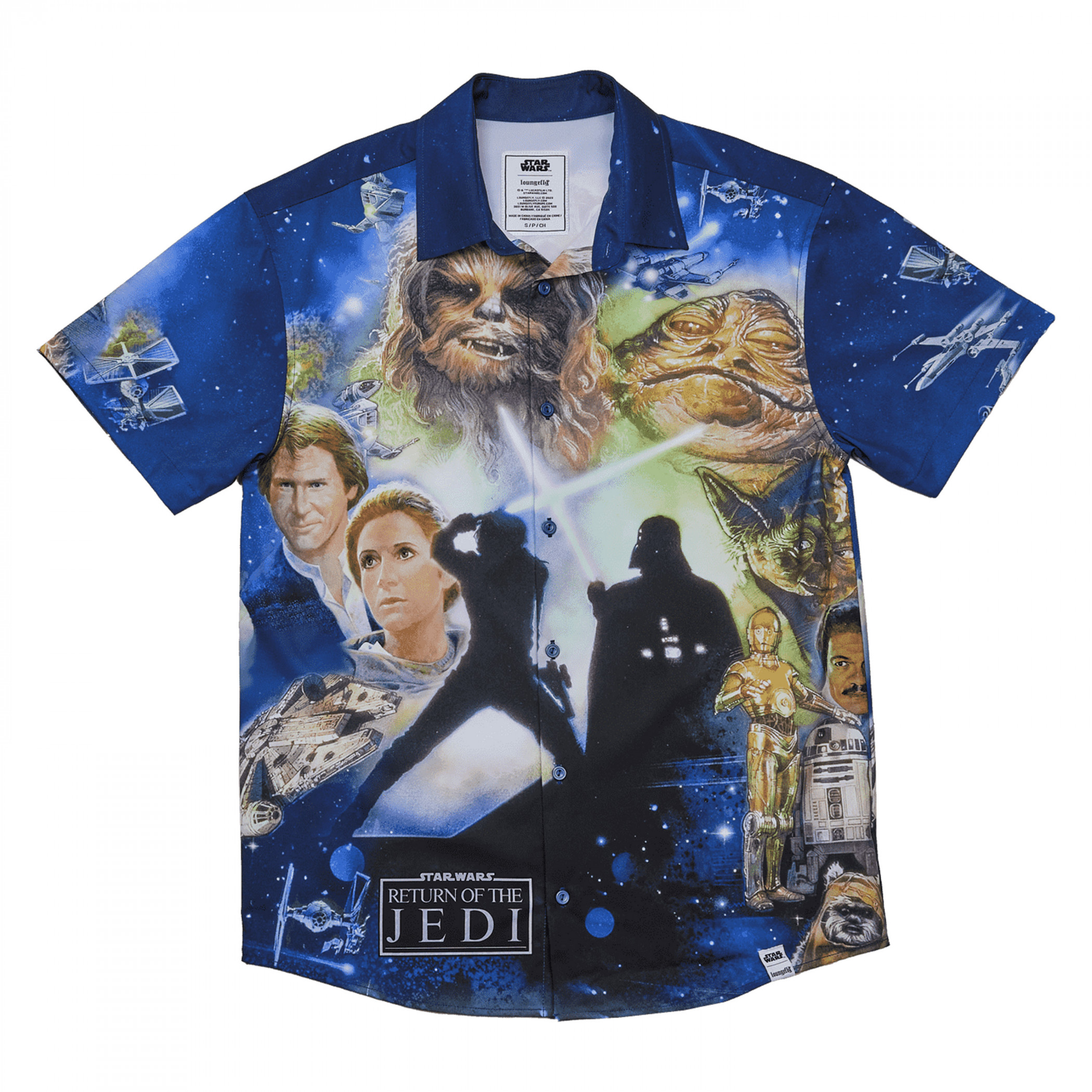 Star Wars Return of the Jedi Poster Camp Shirt By Loungefly, Blue