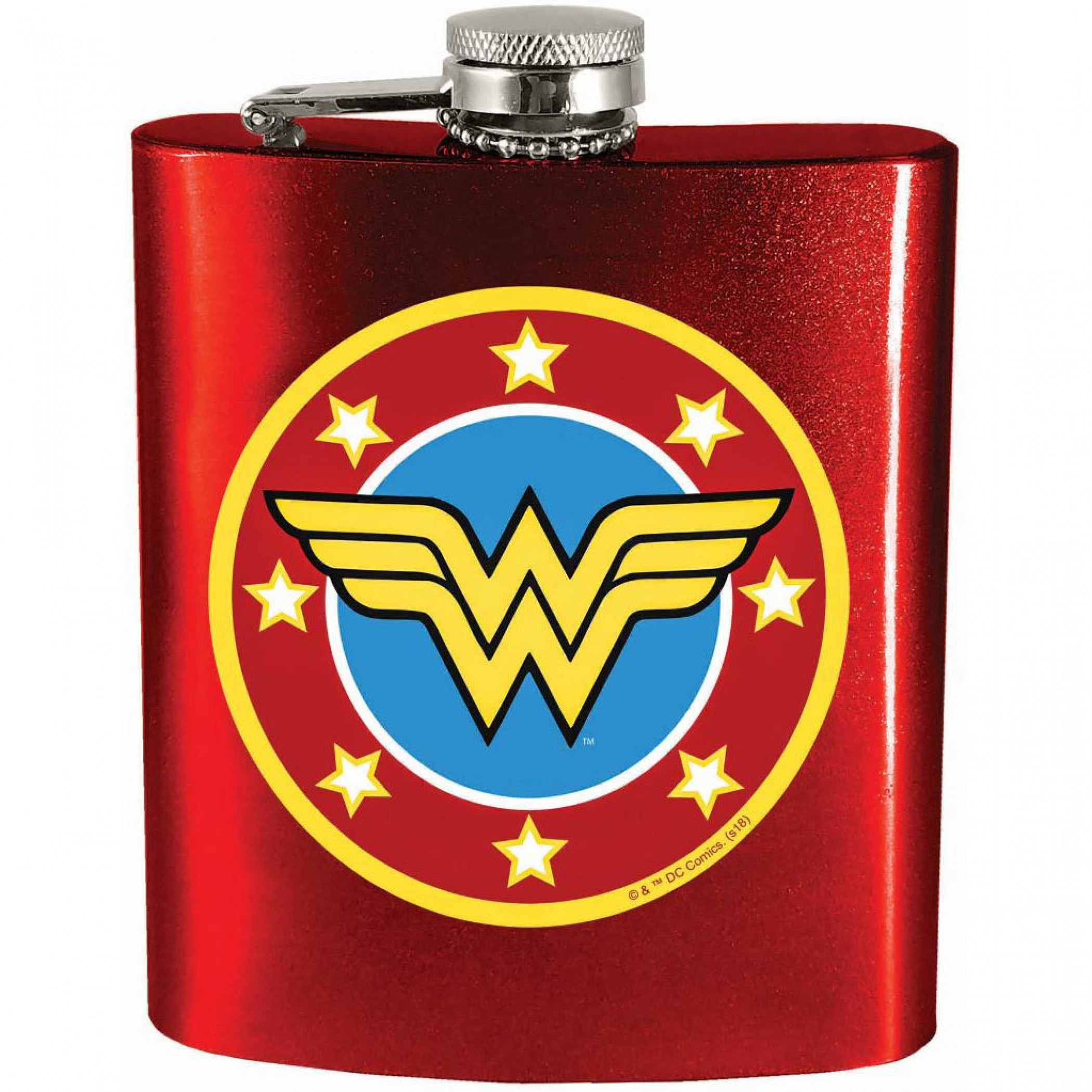 Wonder Woman Symbol Red Flask, Red