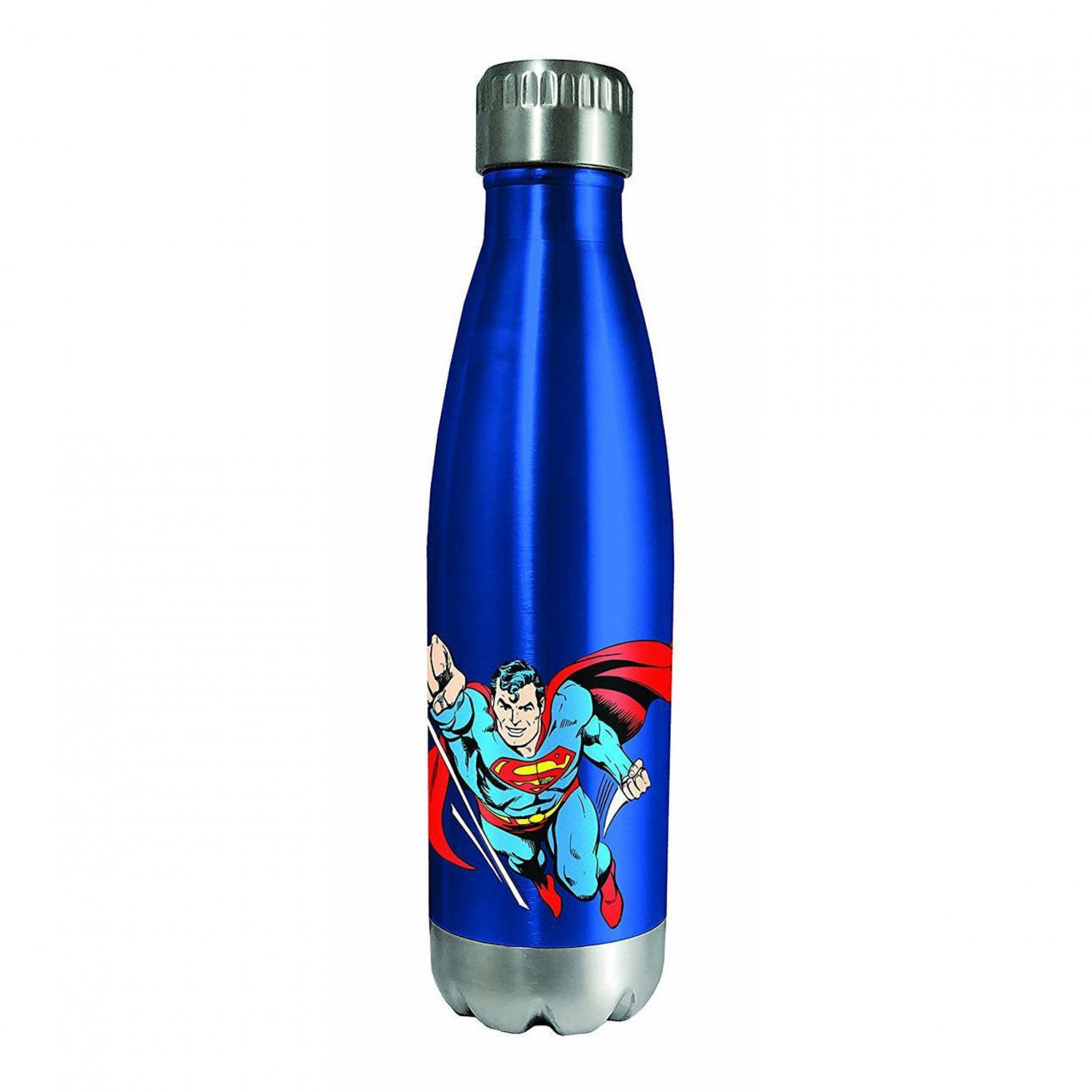 Superman Character and Symbol Stainless Water Bottle, Blue