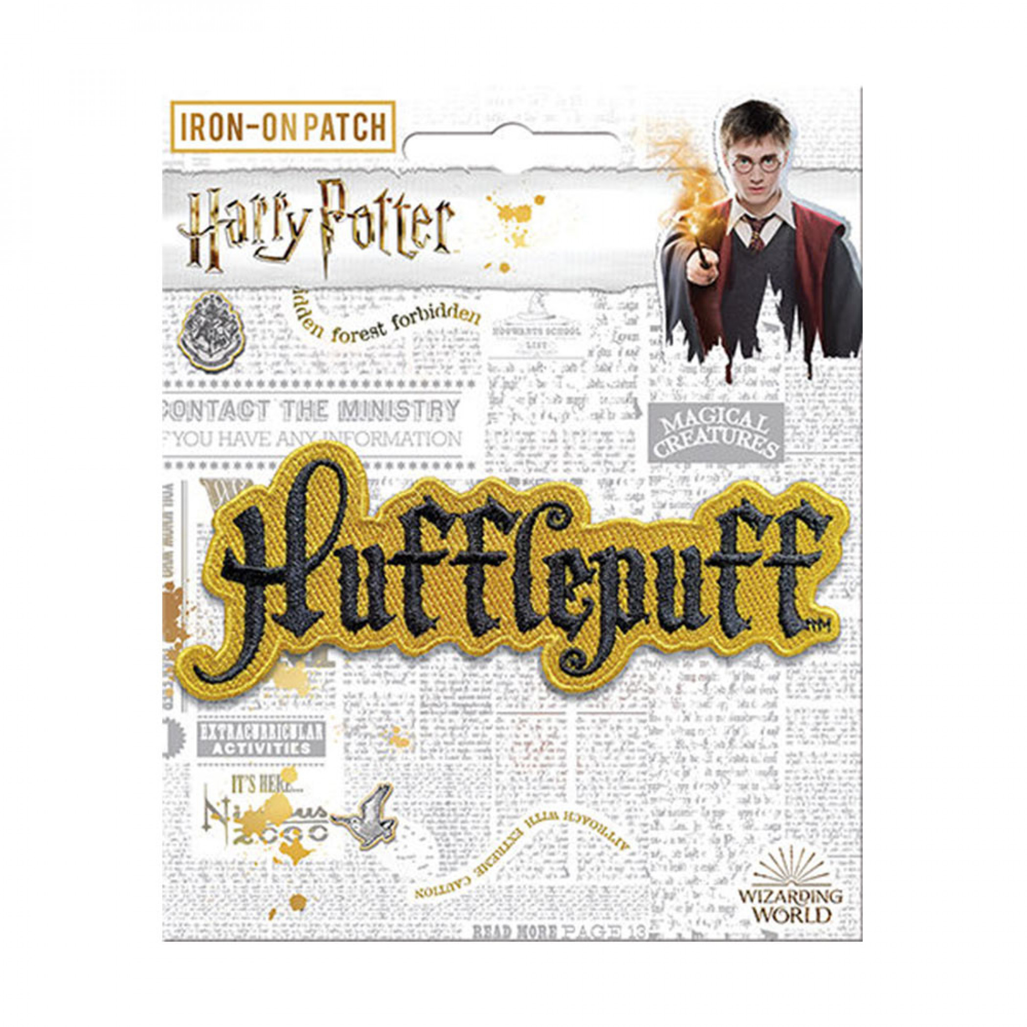 Harry Potter Hufflepuff Text Iron On Patch, Yellow