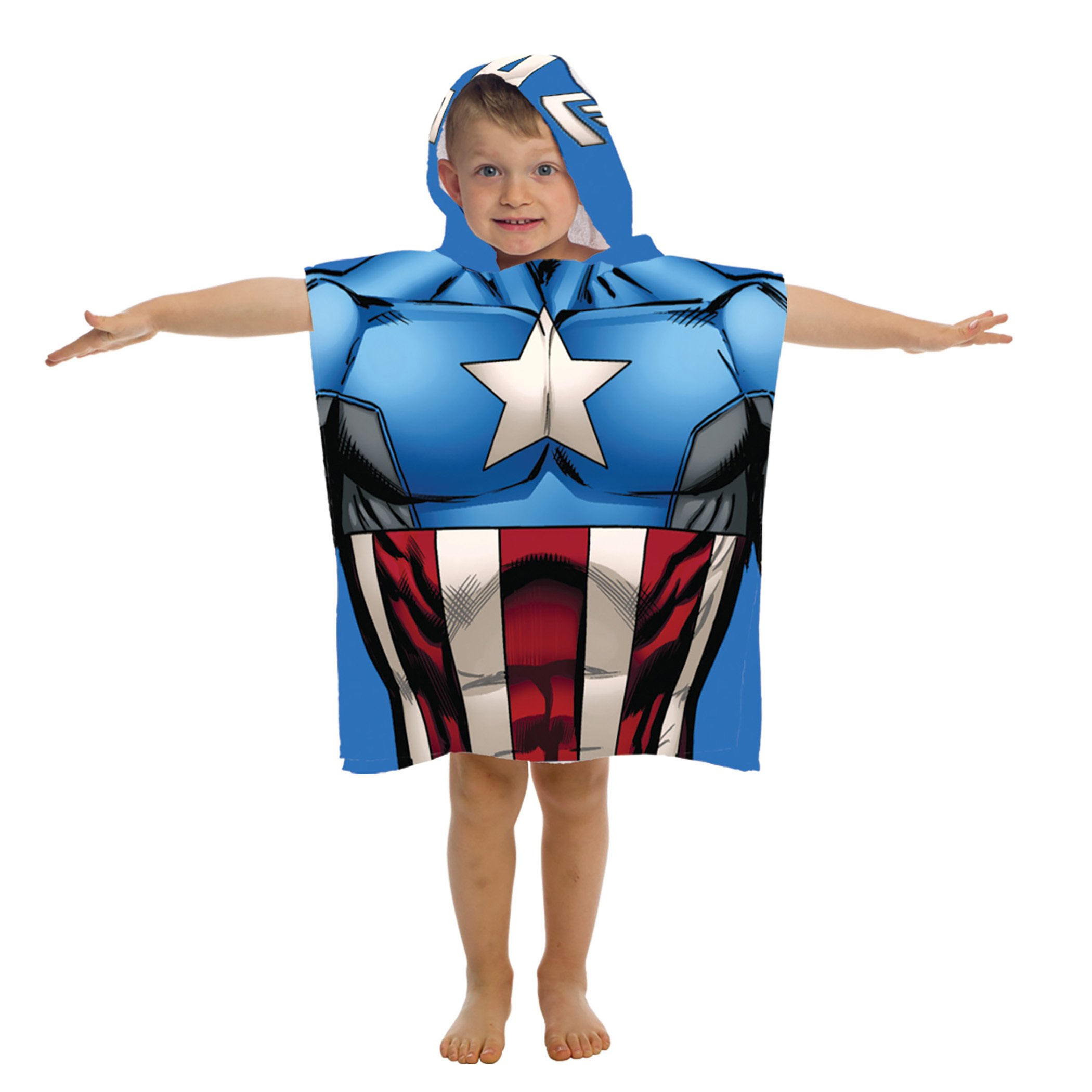 Marvel Captain America Youth Hooded Poncho Towel, Blue