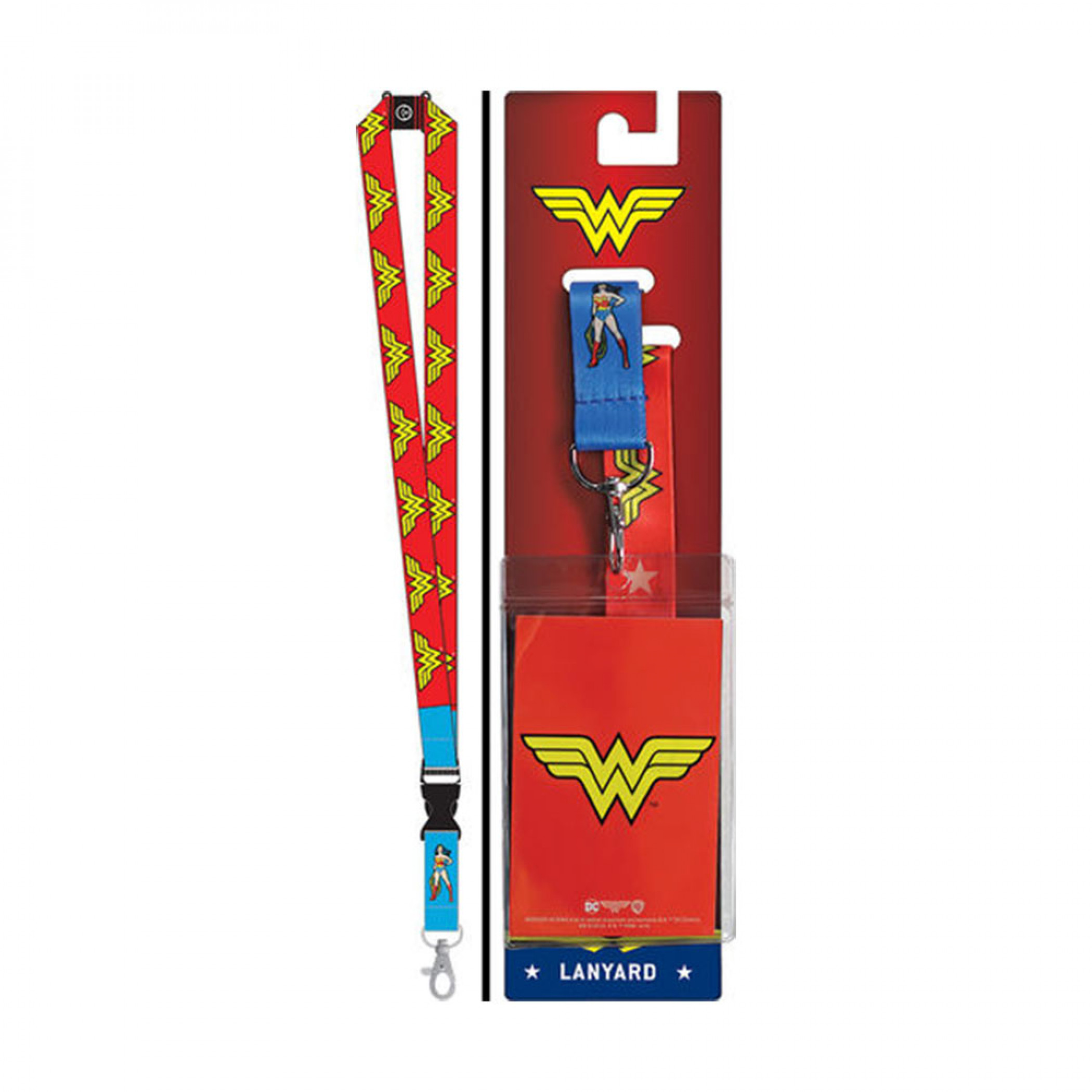 Wonder Woman Repeating Logos Lanyard, Red