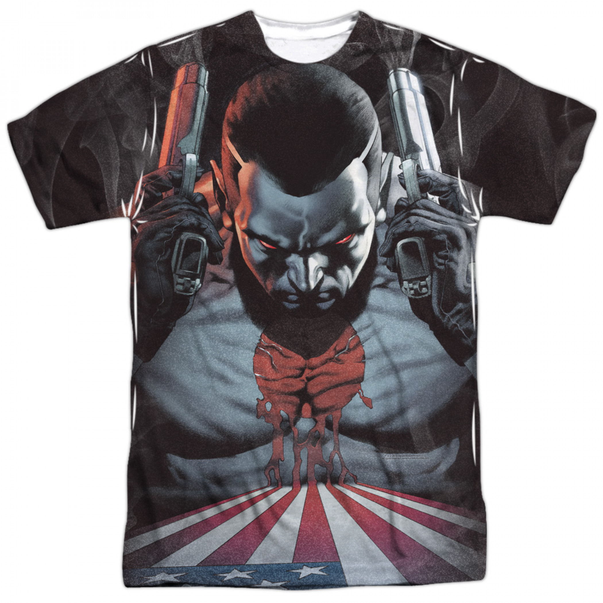 Bloodshot World on Fire Front and Back Print T-Shirt, Black
