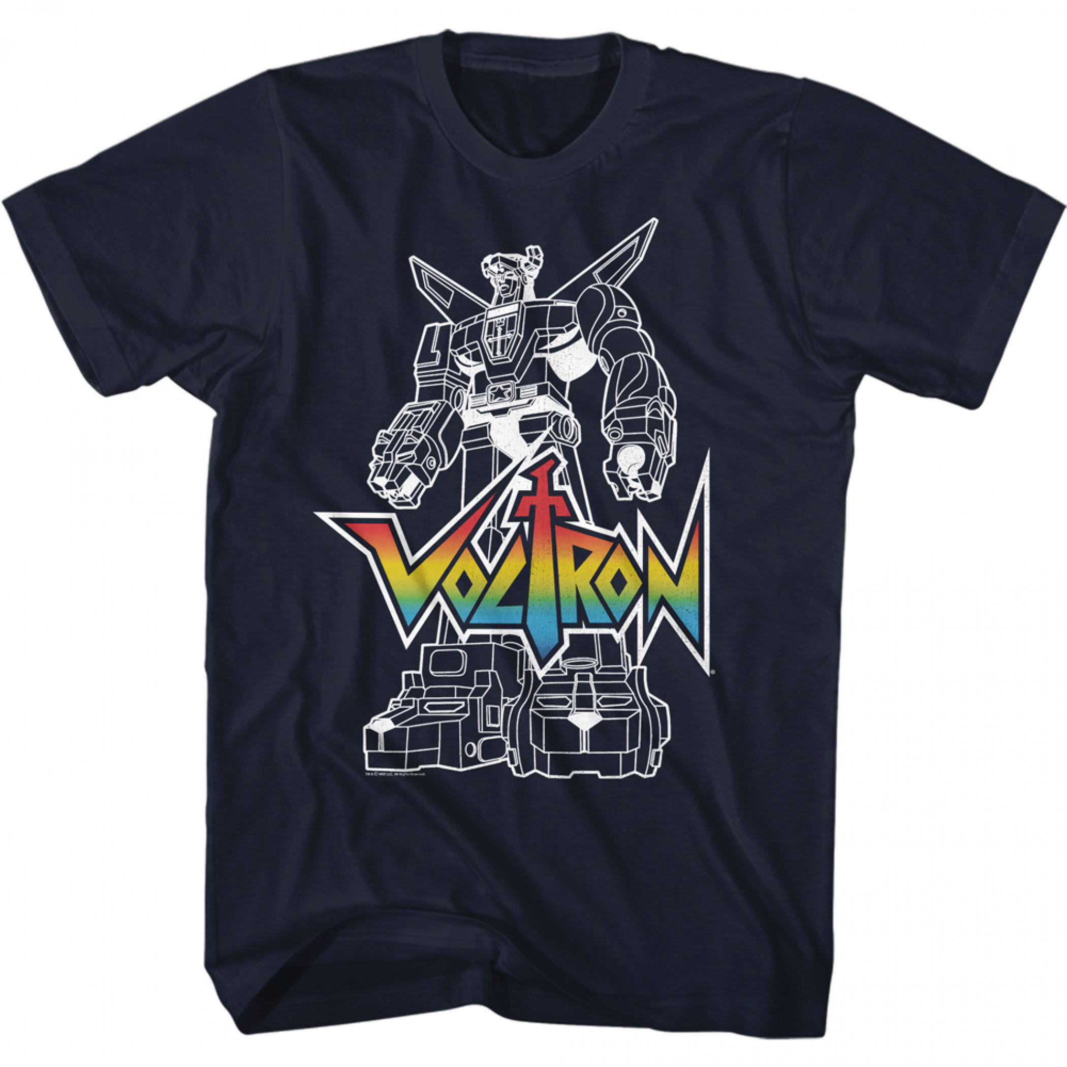Voltron Character Line Art with Logo Robot T-Shirt, Multi-Color