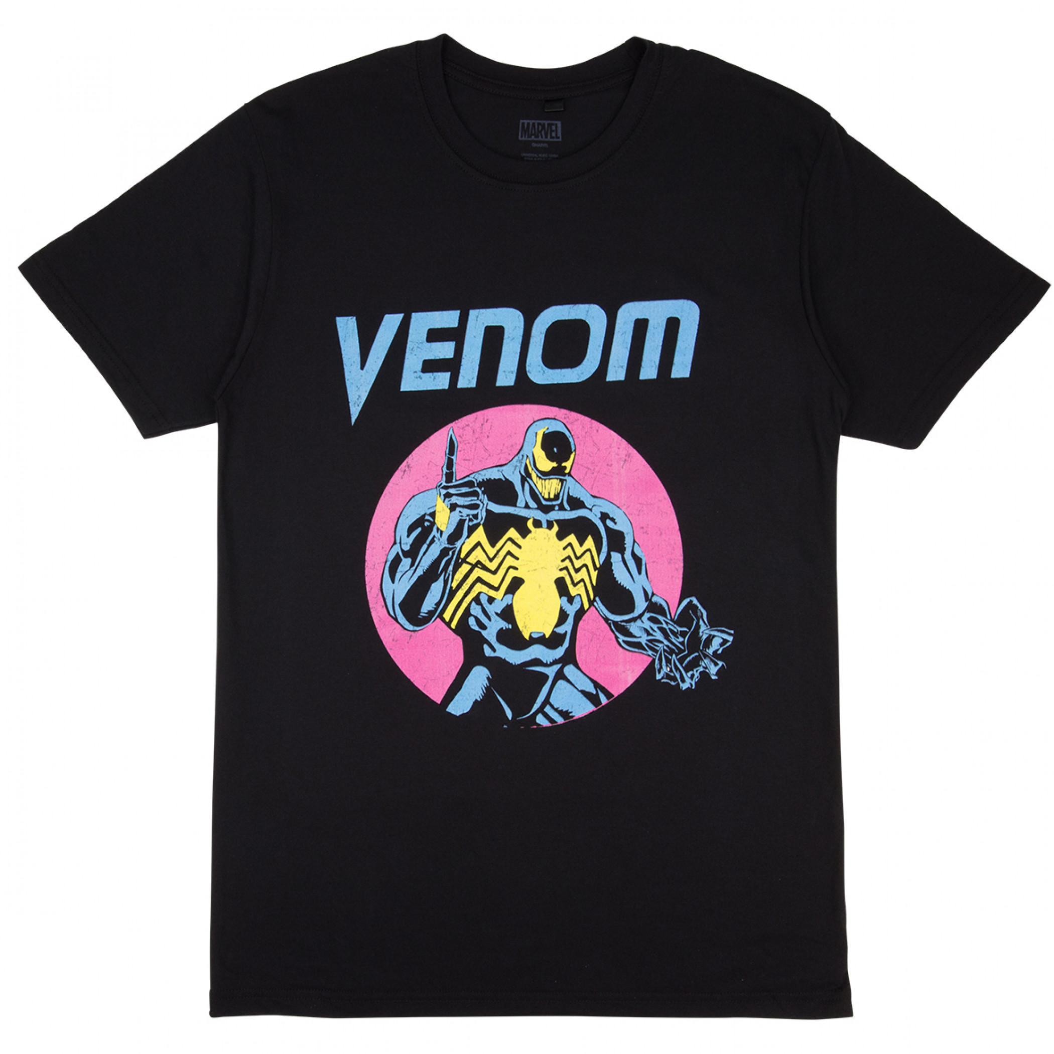 Venom The One and Only Symbiote Purple Circle Retro T-Shirt, Black