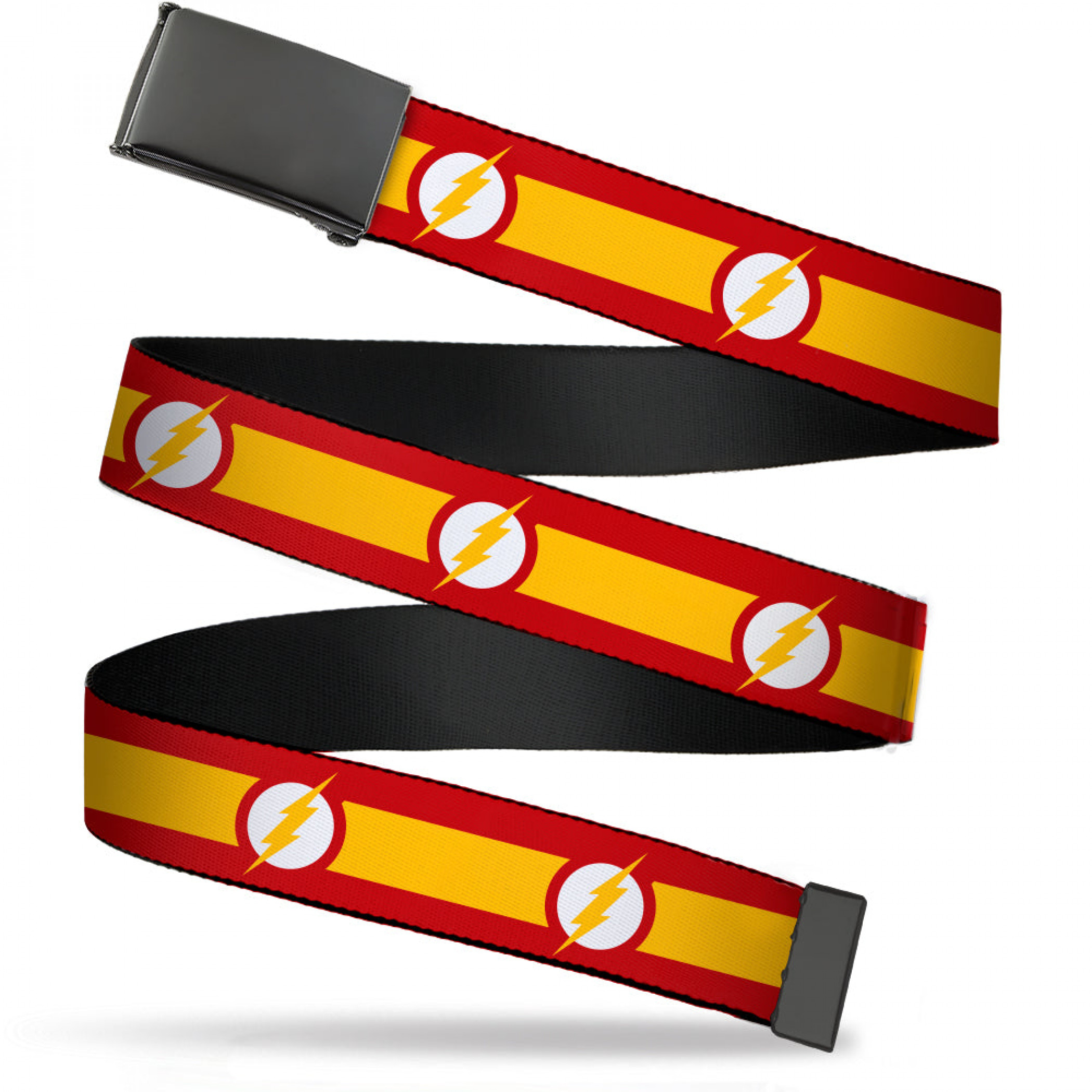 The Flash Logo Striped Web Belt, Orange