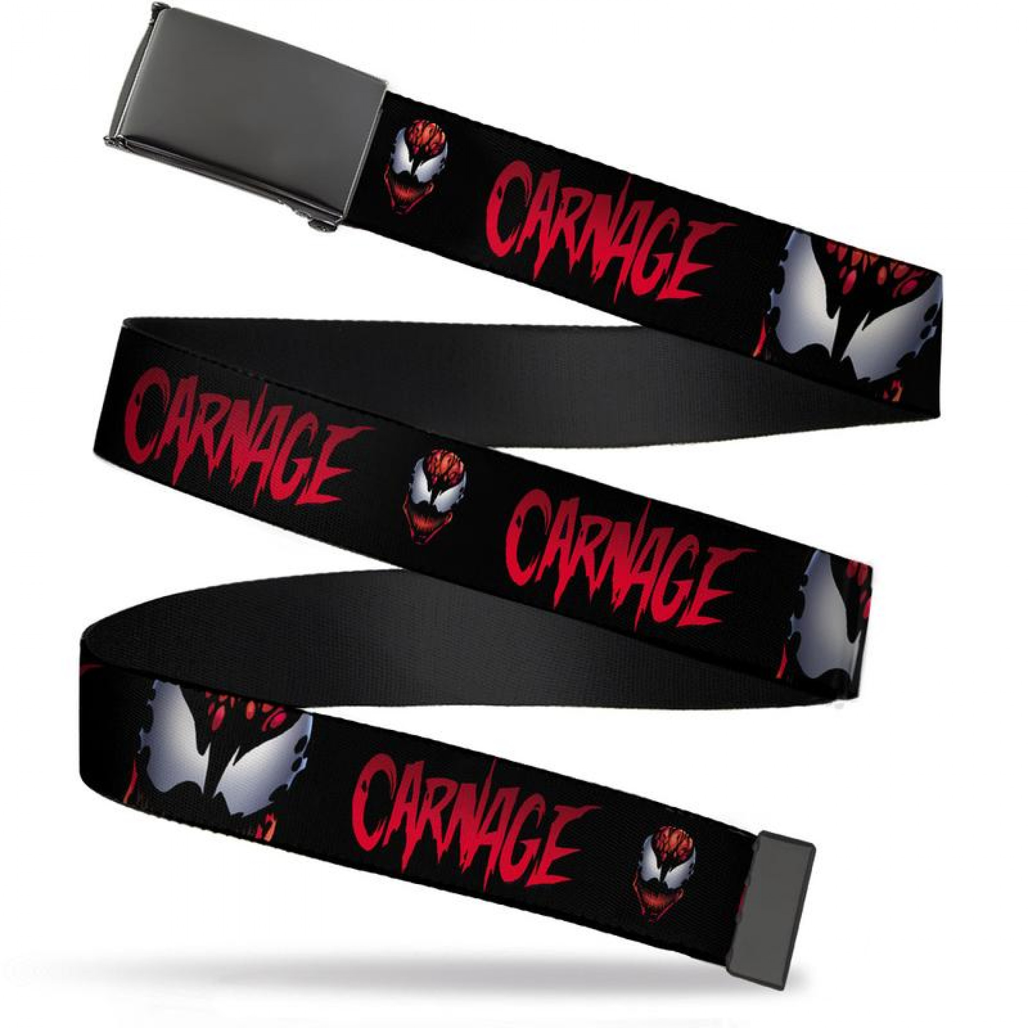 Carnage Black Buckle Web Belt, Black