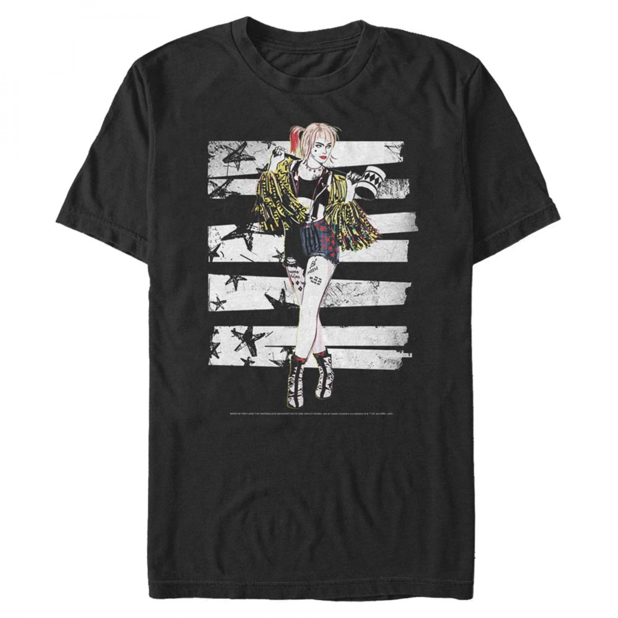 Birds of Prey Harley Quinn Mallet Black T-Shirt, Black