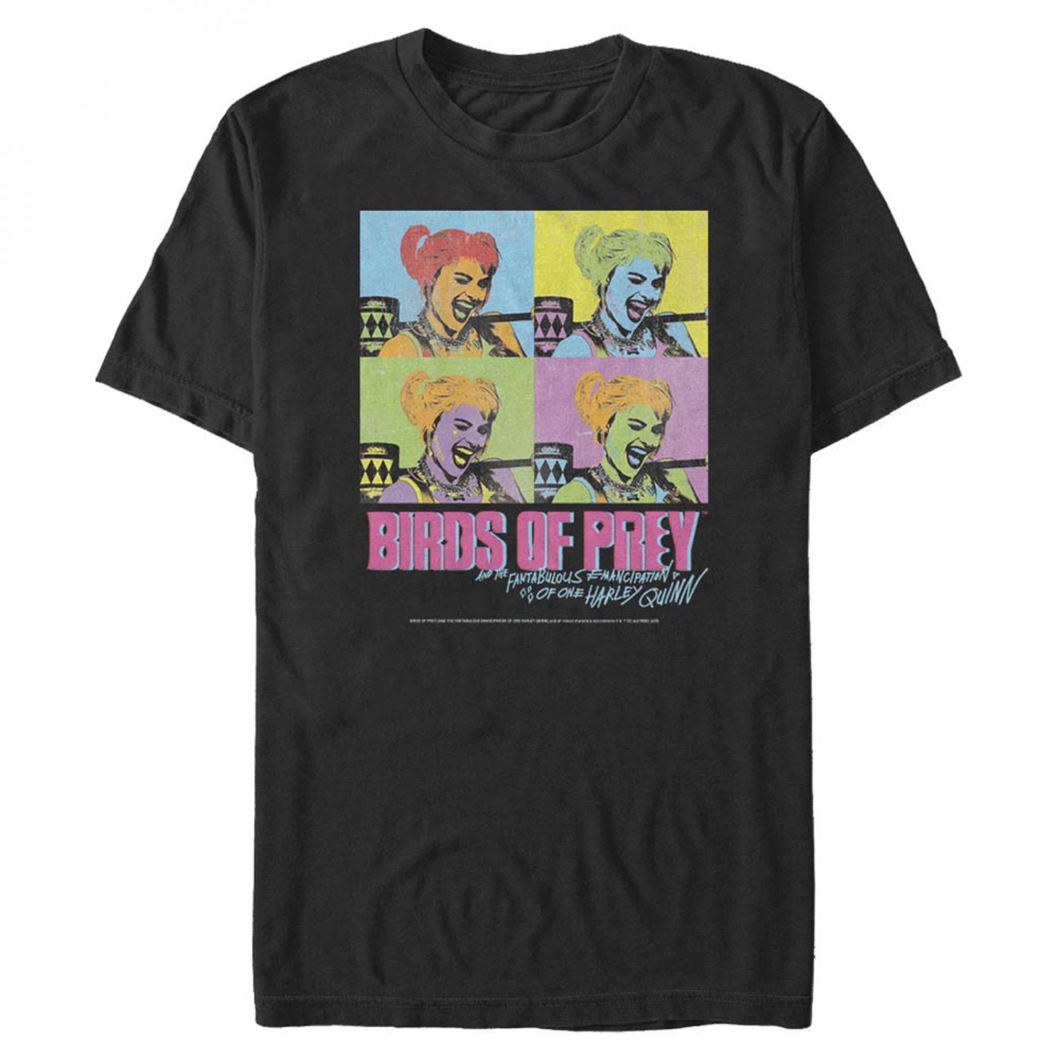 Birds of Prey Harley Quinn Andy Warhol Black T-Shirt, Black
