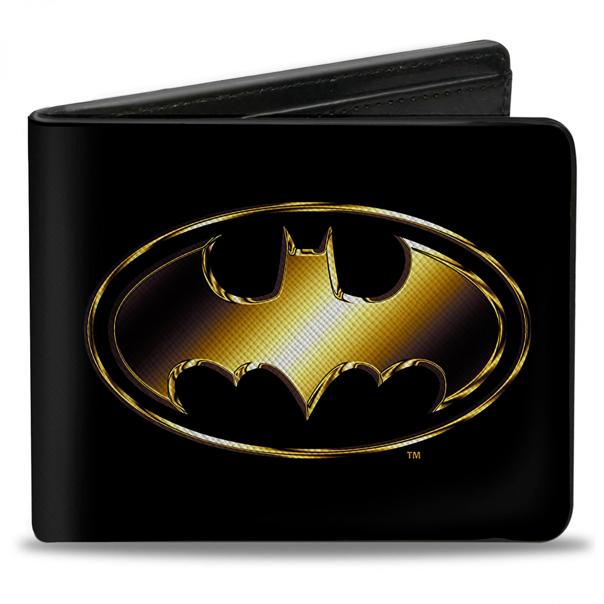Batman Golden Logo Bi-Fold Wallet, Black