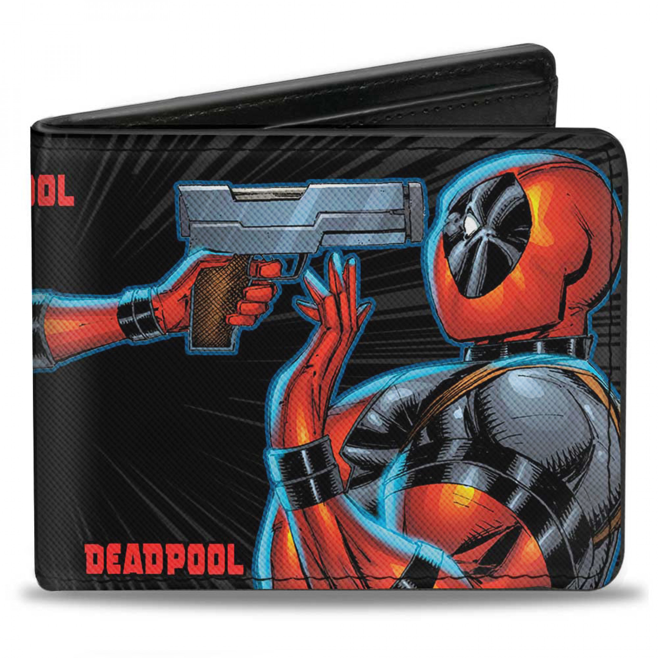 Deadpool X Lady Deadpool Face Off Vegan Leather Bi-Fold Wallet, Black