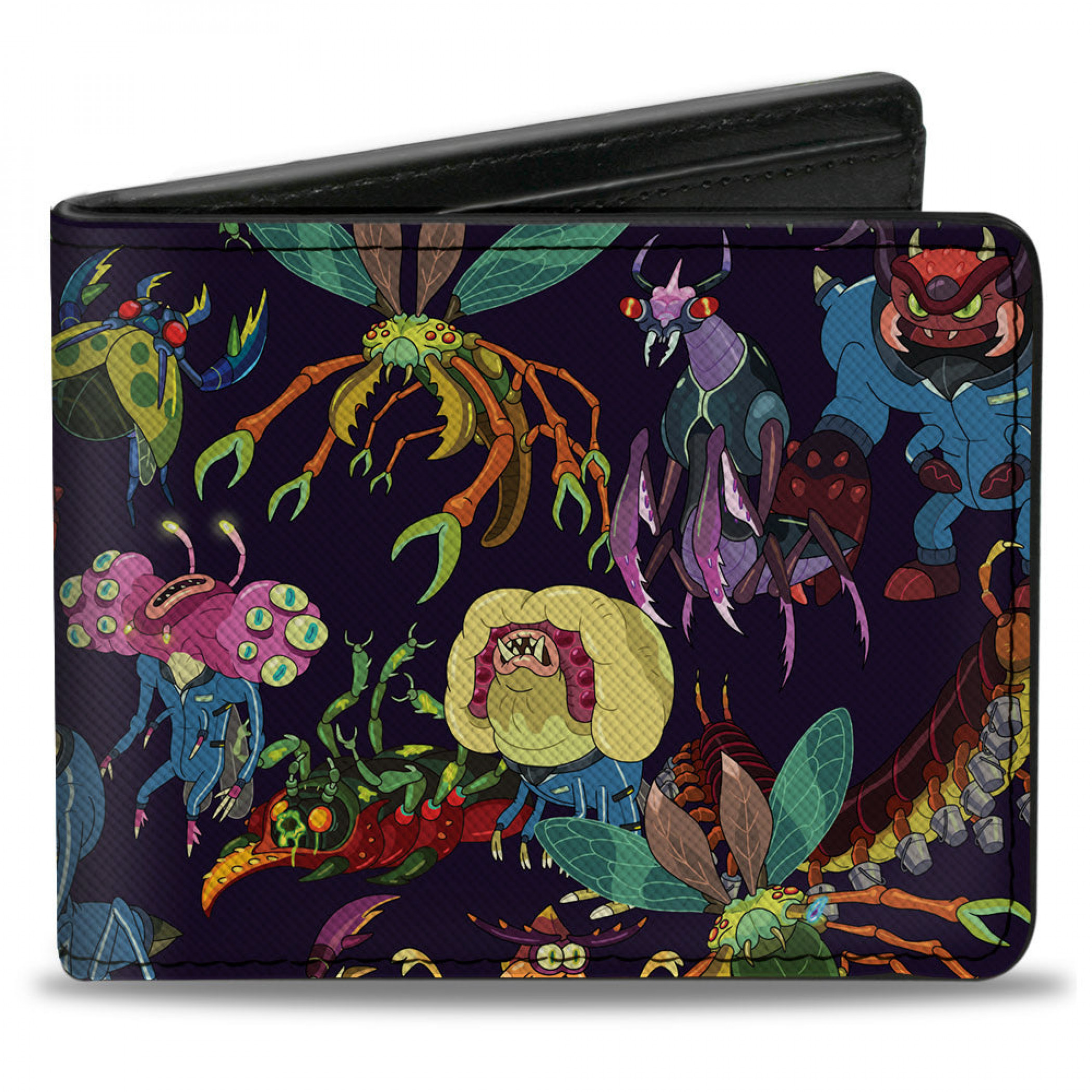 Rick And Morty Creature Collage Bi-Fold Wallet, Black