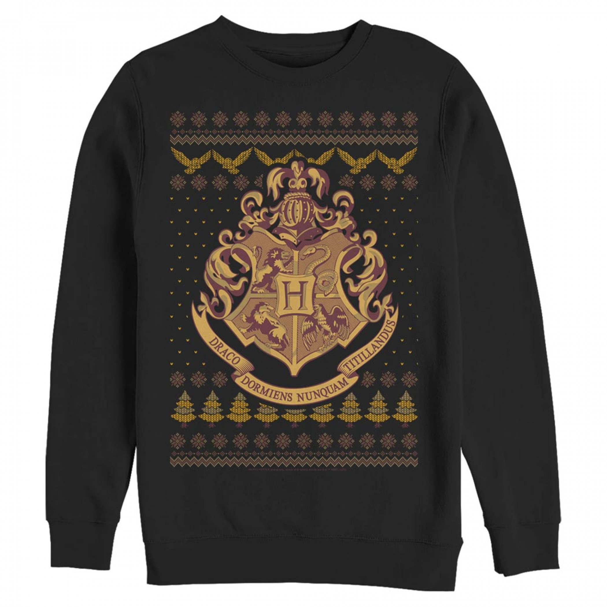 Harry Potter Hogwarts Ugly Christmas Sweatshirt, Black