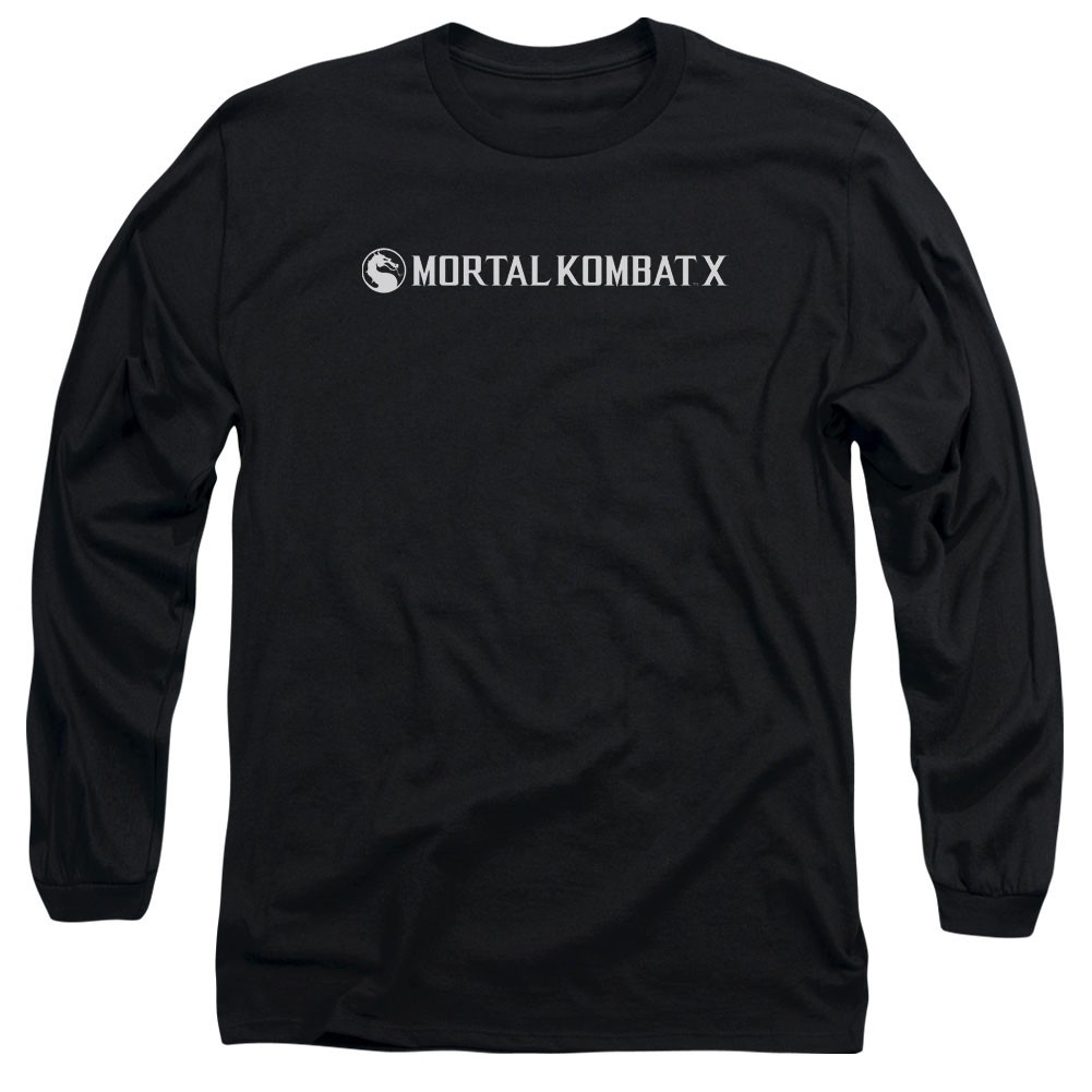 Mortal Kombat X Horizontal Logo Black Long Sleeve T-Shirt, Black