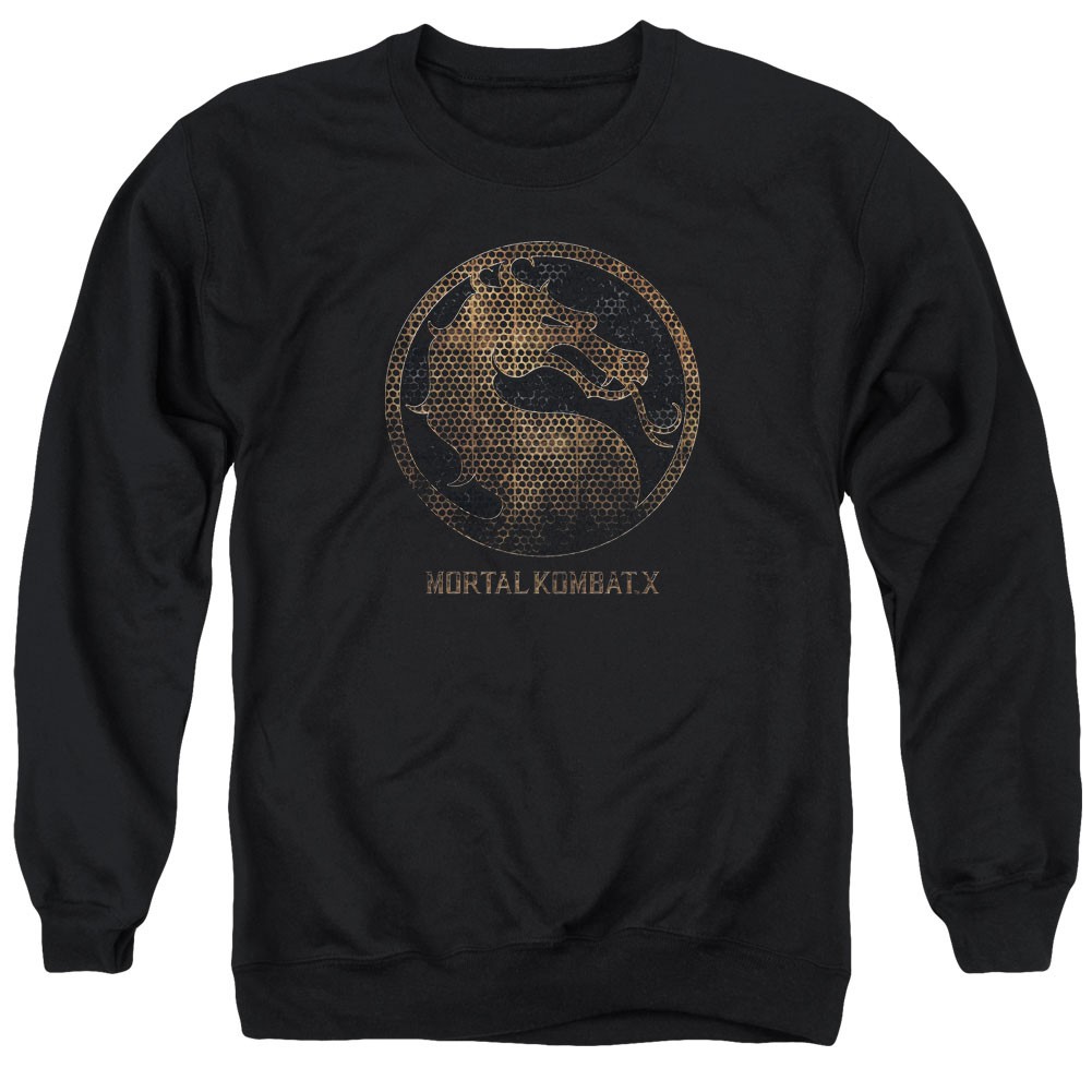 Mortal Kombat X Metal Seal Black Crew Neck Sweatshirt, Black