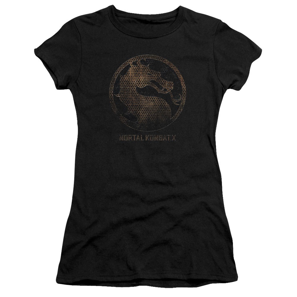 Mortal Kombat X Metal Seal Black Juniors T-Shirt, Black