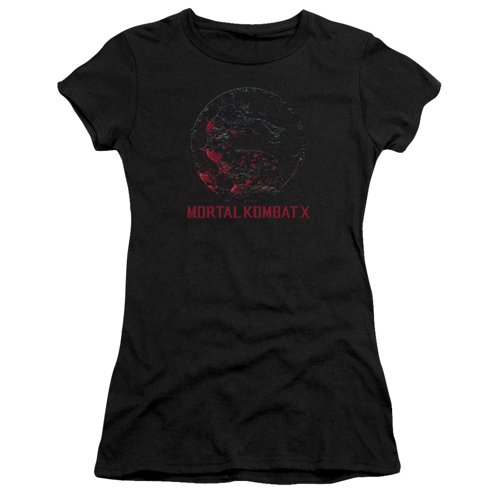 Mortal Kombat X Bloody Seal Black Juniors T-Shirt, Black