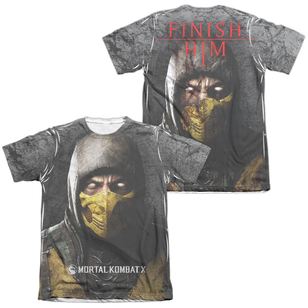 Mortal Kombat X Finish Him  White 2-Sided Sublimation T-Shirt, White