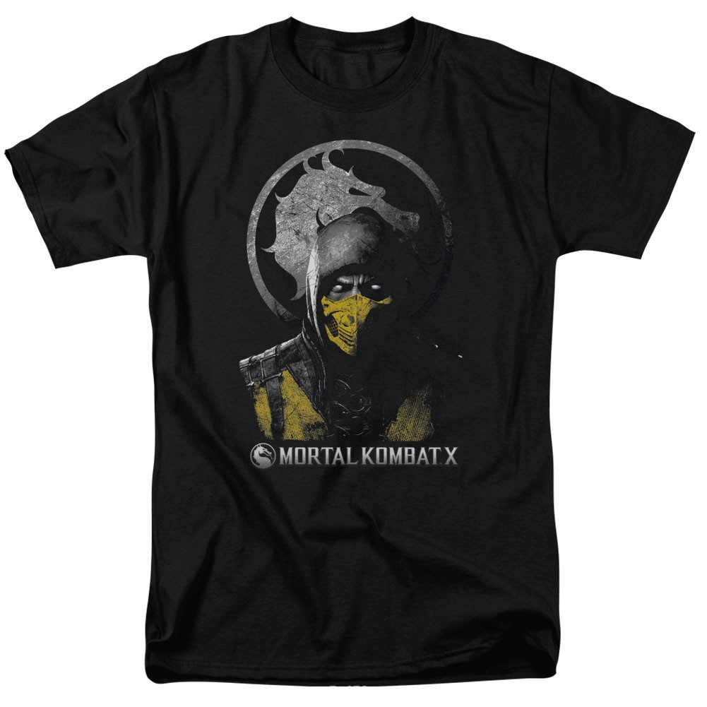 Mortal Kombat X Scorpion Bust Black T-Shirt, Black