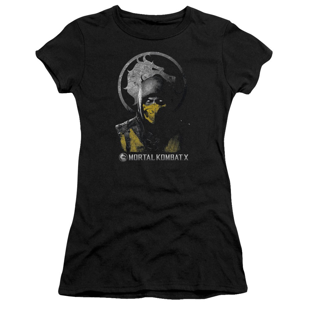 Mortal Kombat X Scorpion Bust Black Juniors T-Shirt, Black