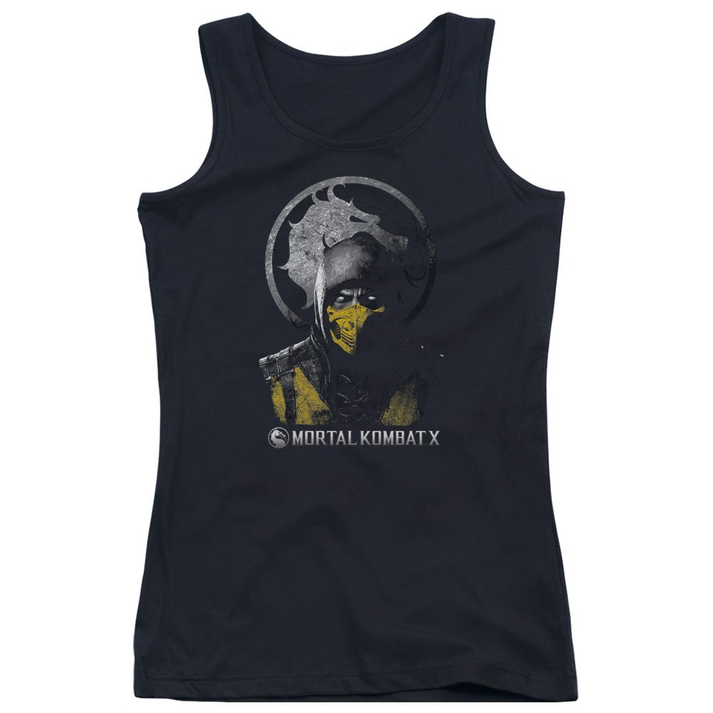 Mortal Kombat X Scorpion Bust Black Juniors Tank Top, Black