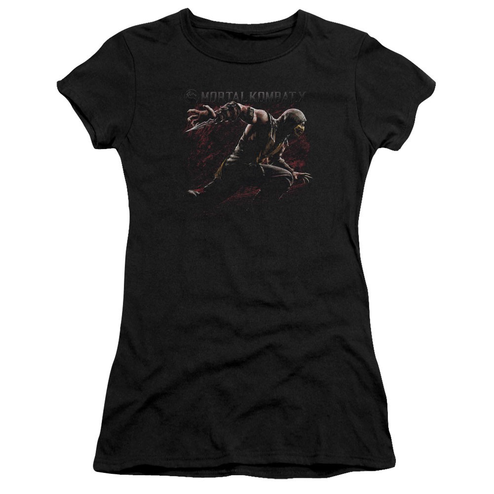 Mortal Kombat X Scorpion Lunge Black Juniors T-Shirt, Black