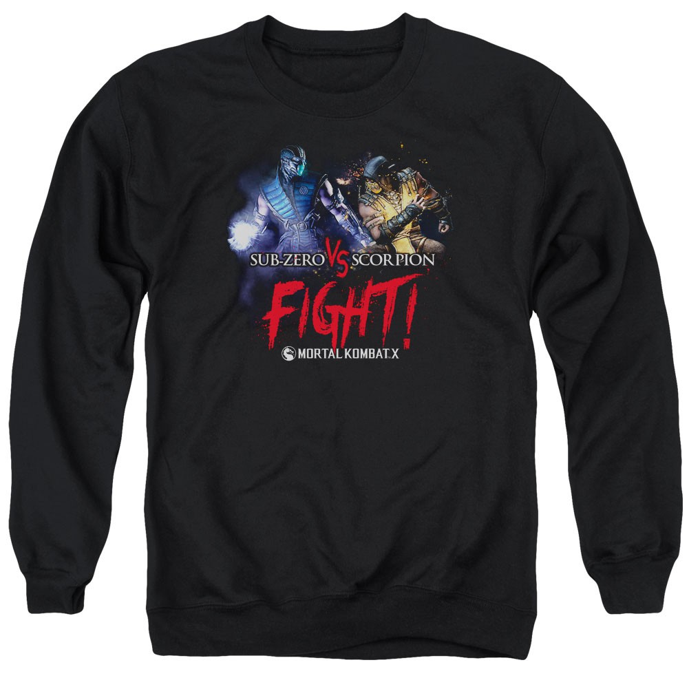 Mortal Kombat X Fight Black Crew Neck Sweatshirt, Black