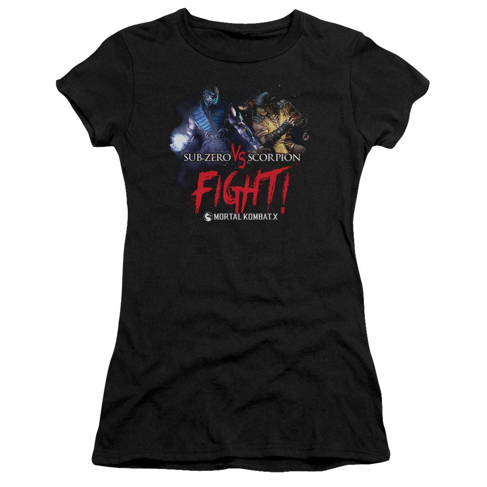 Mortal Kombat X Fight Black Juniors T-Shirt, Black