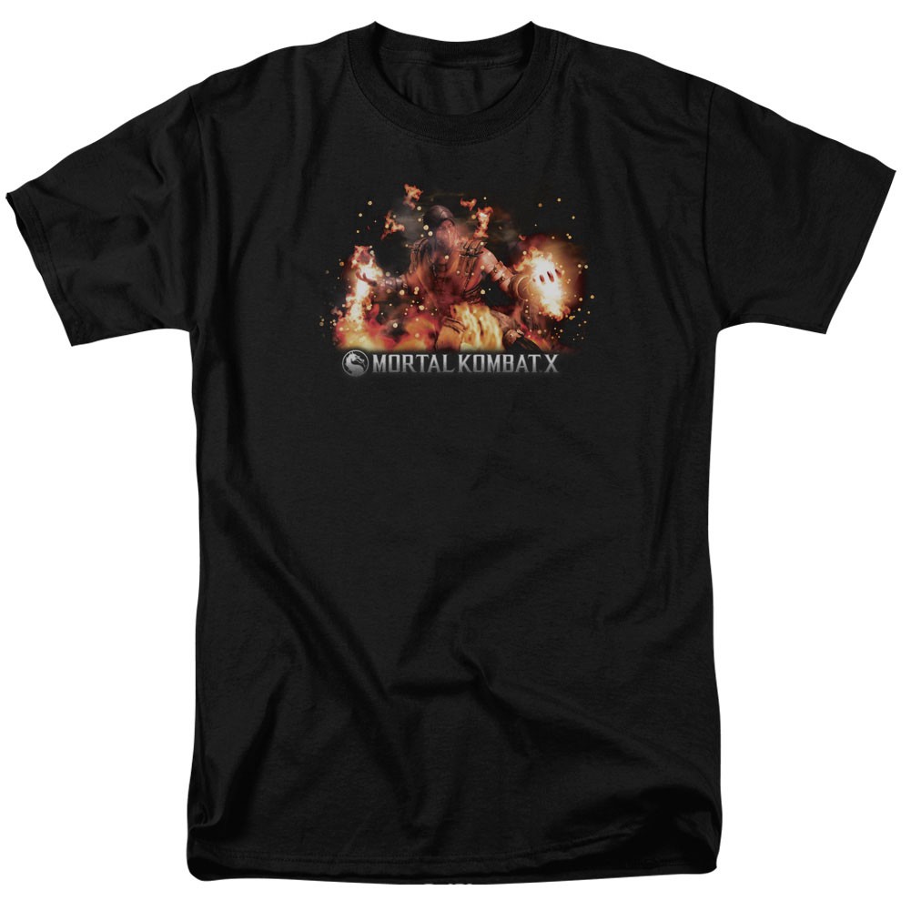 Mortal Kombat X Scorpio Flames Black T-Shirt, Black