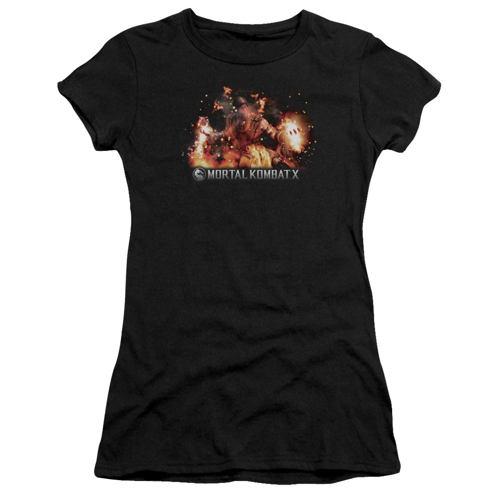 Mortal Kombat X Scorpio Flames Black Juniors T-Shirt, Black