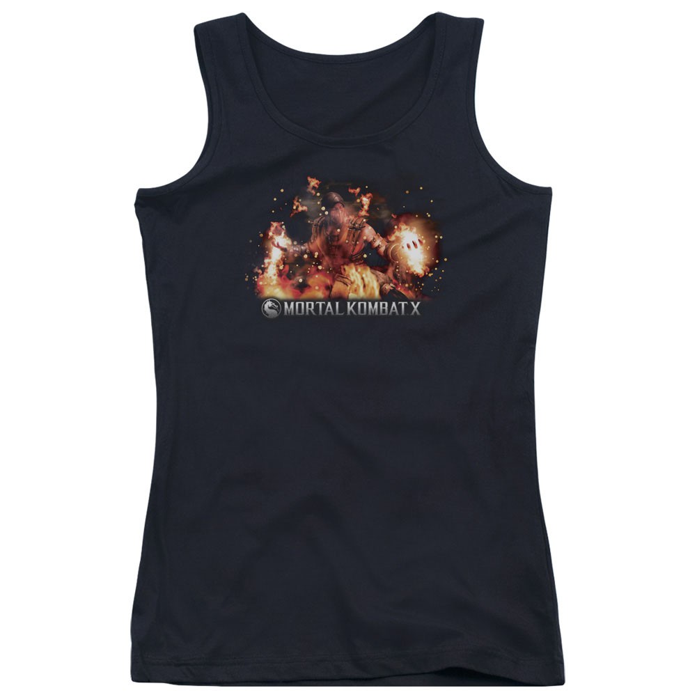 Mortal Kombat X Scorpio Flames Black Juniors Tank Top, Black