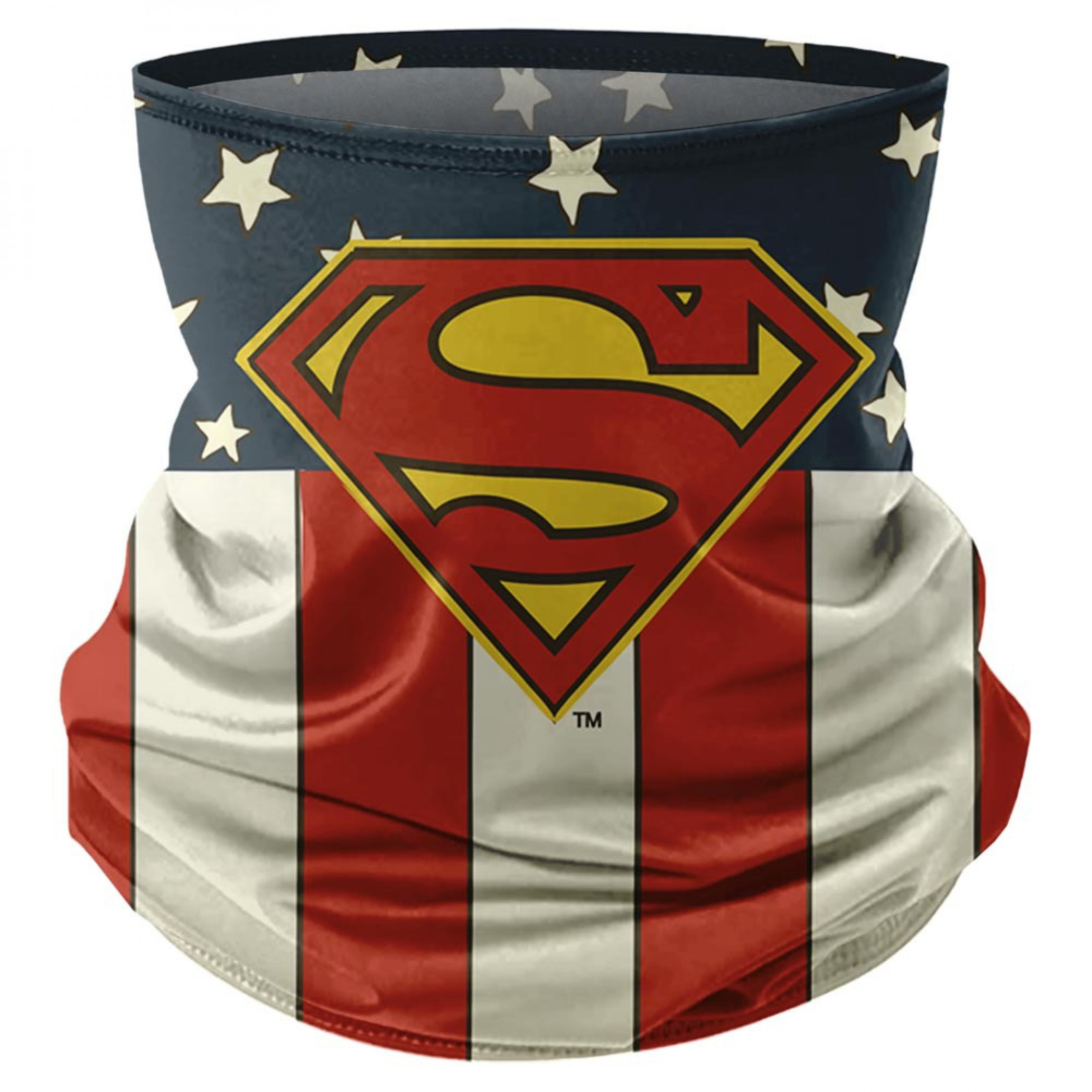 Superman Classic Symbol and Flag Print Face Mask Gaiter, Multi-Color