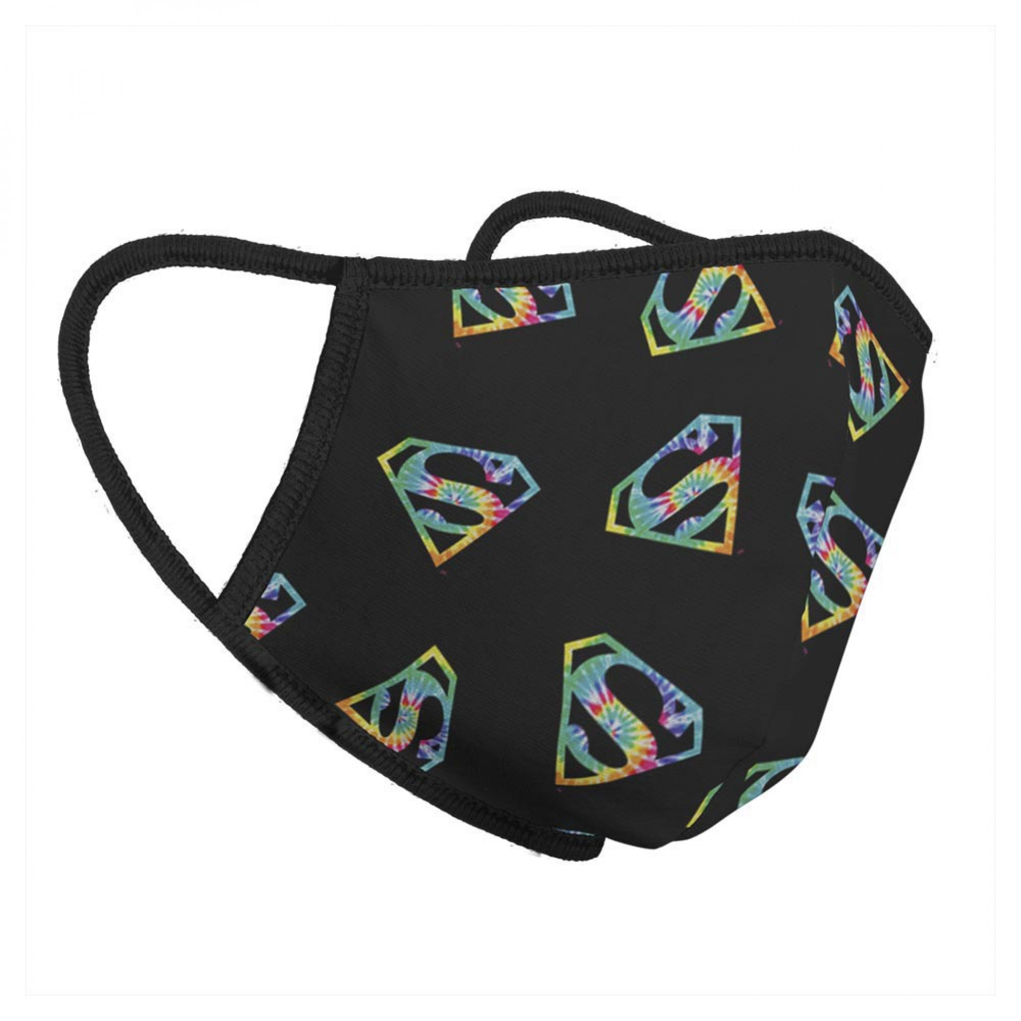 Superman Tie Dye Symbols All Over Print Face Mask, Multi-Color