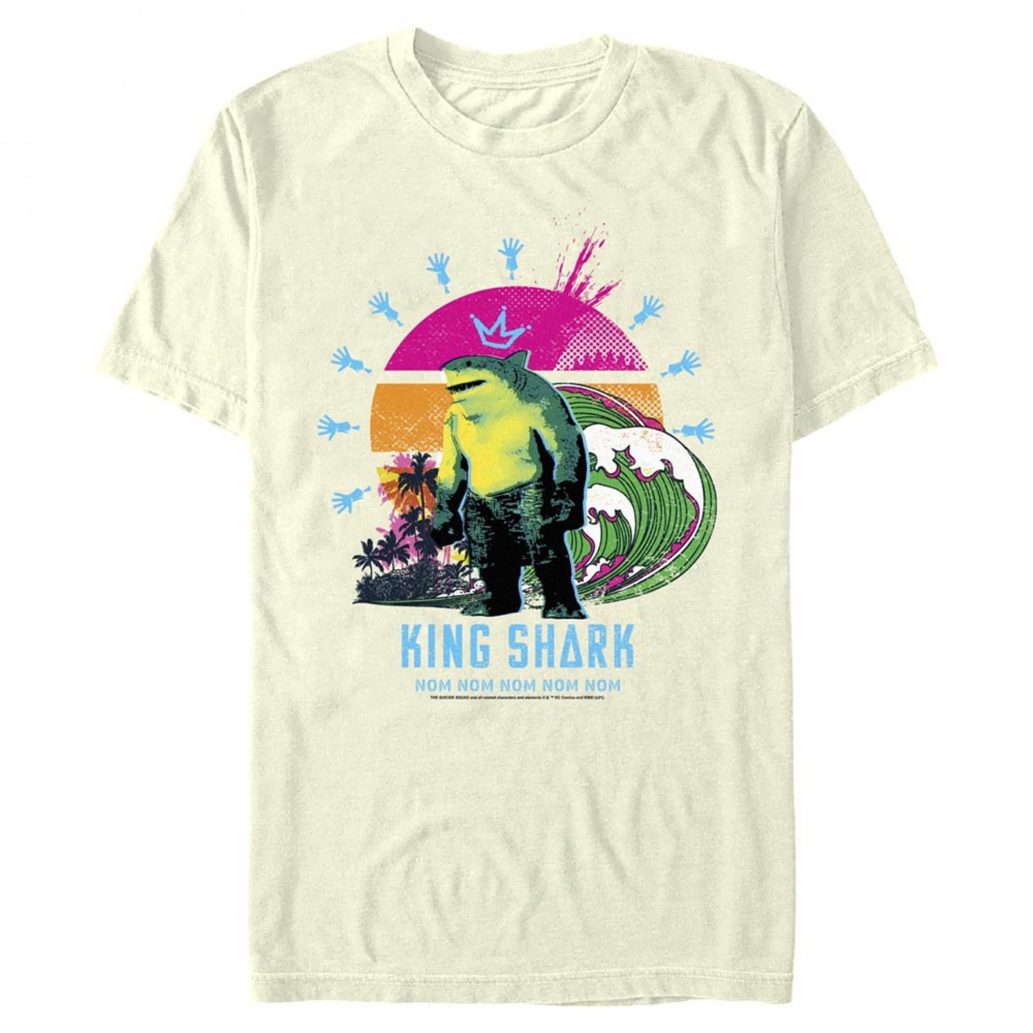 The Suicide Squad King Shark Beach Sunrise Men's T-Shirt, Multi-Color