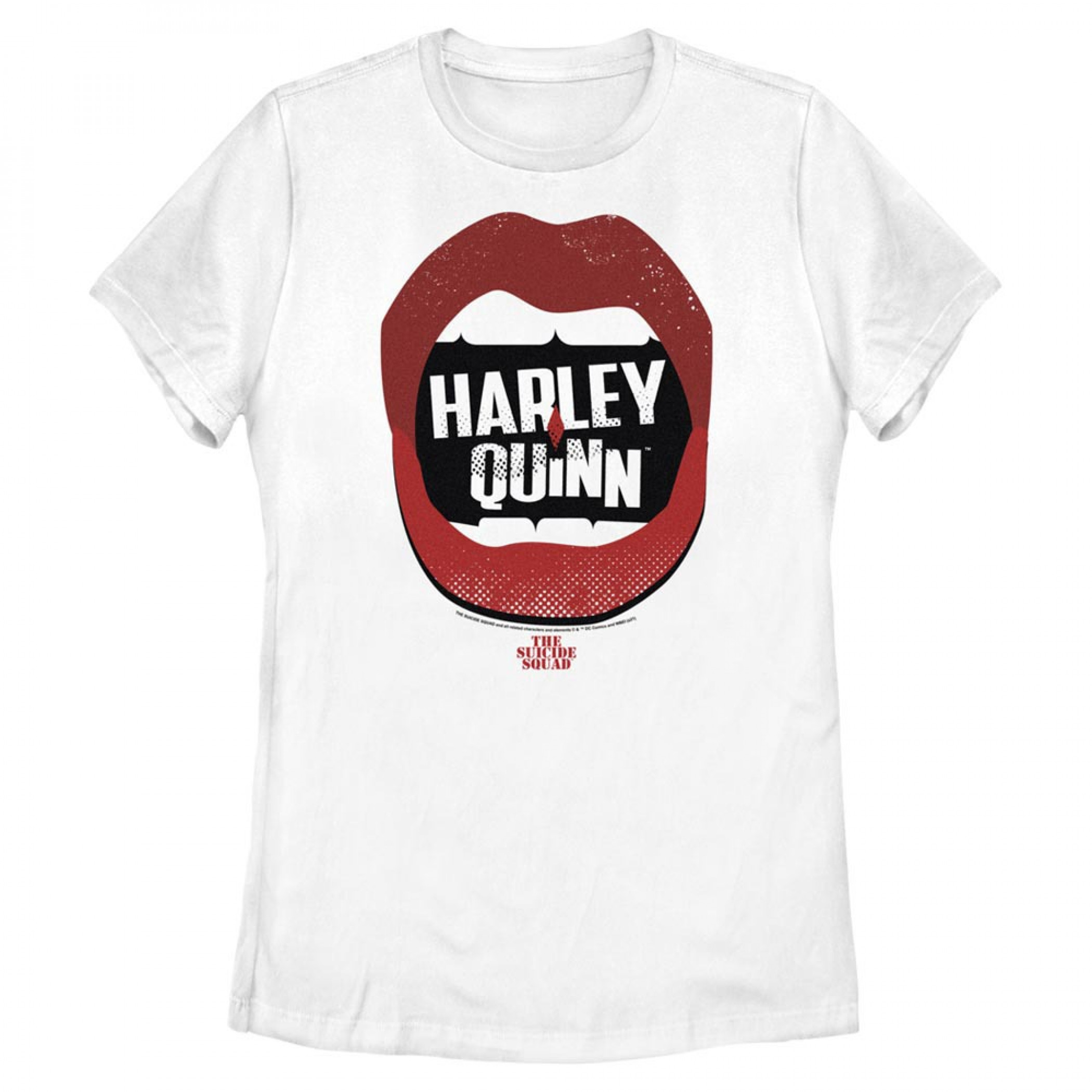 The Suicide Squad Harley Quinn Lips Logo Juniors T-Shirt, White