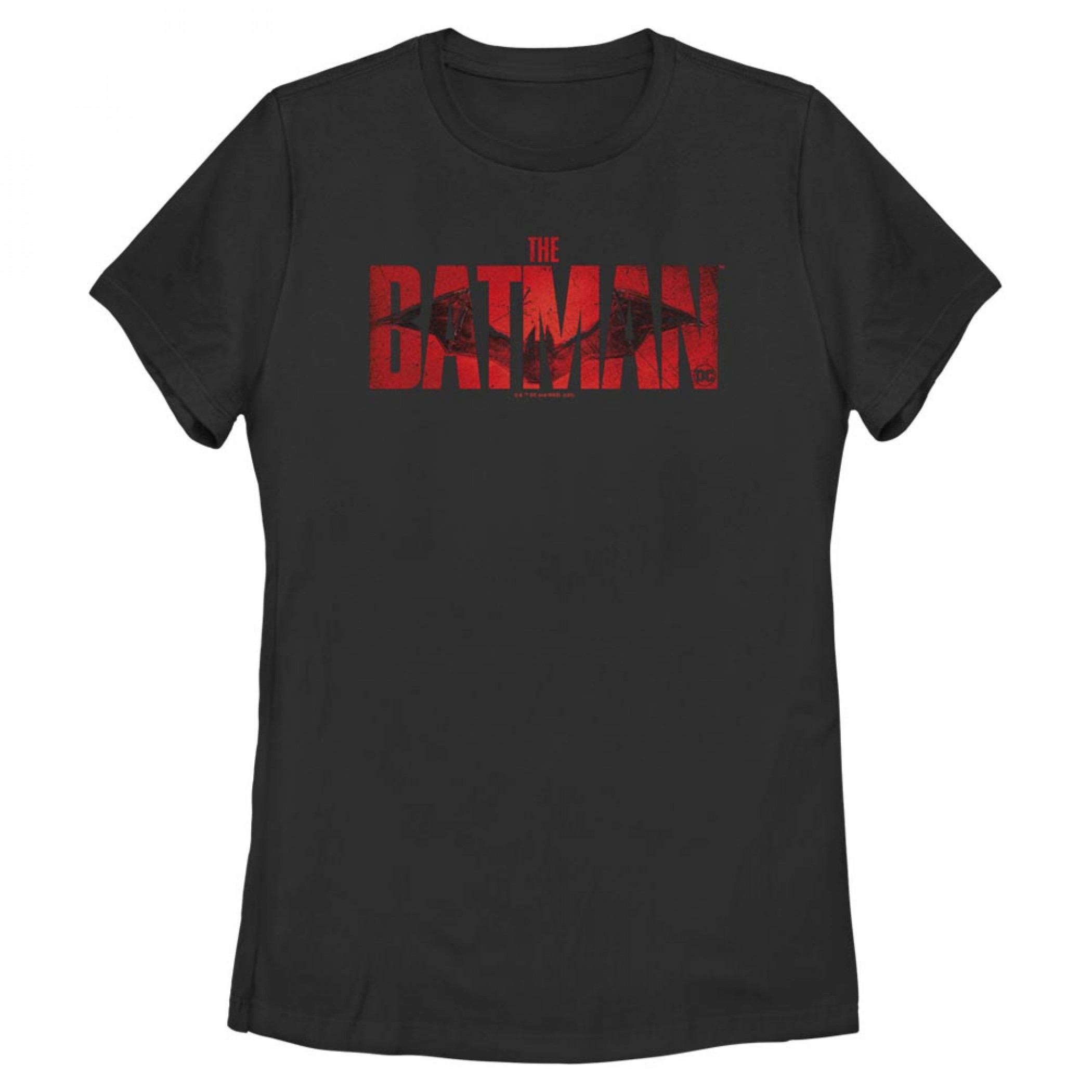 DC Comics The Batman Red Title Logo Juniors T-Shirt, Black