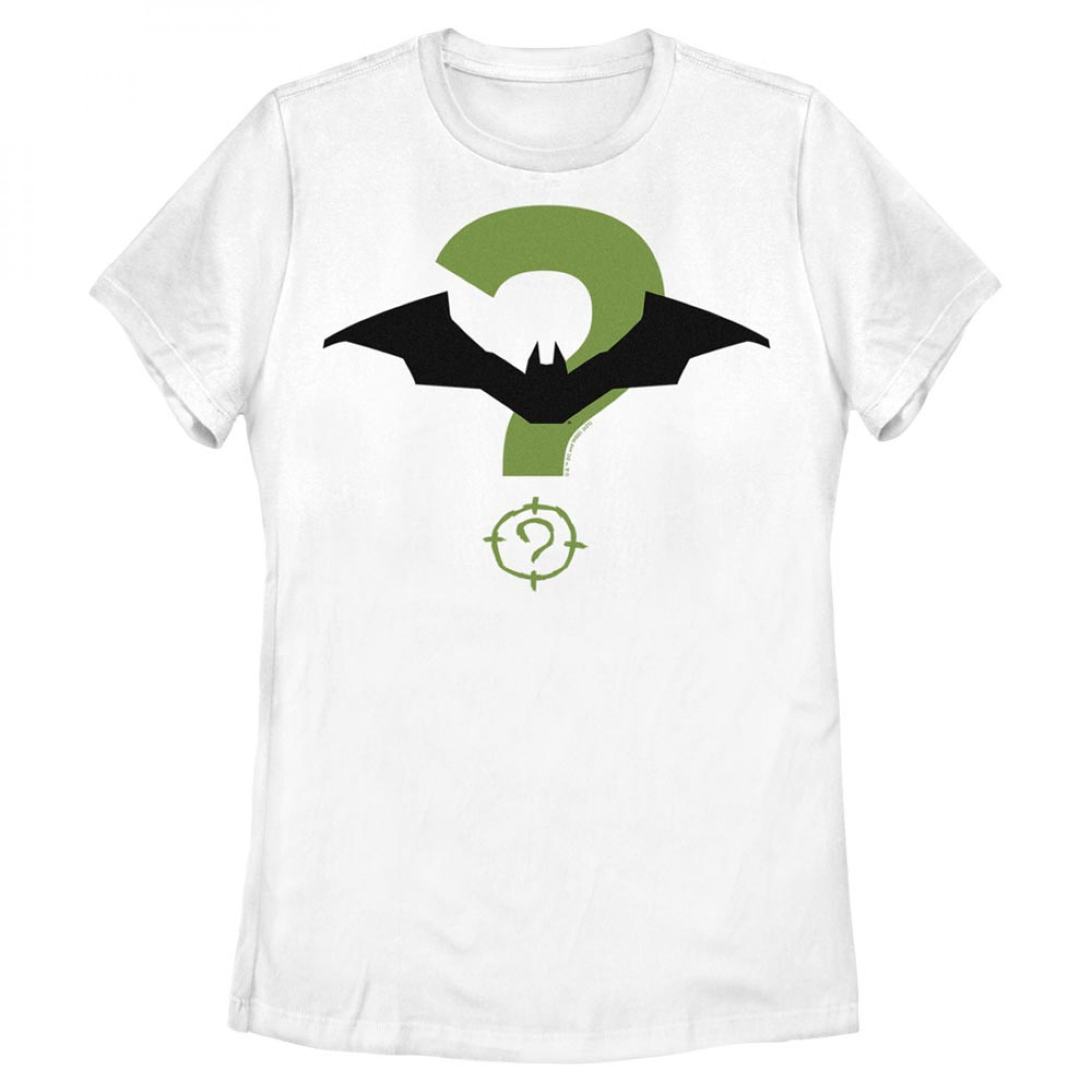 DC Comics The Batman Riddler and Bat Logo Juniors T-Shirt, White