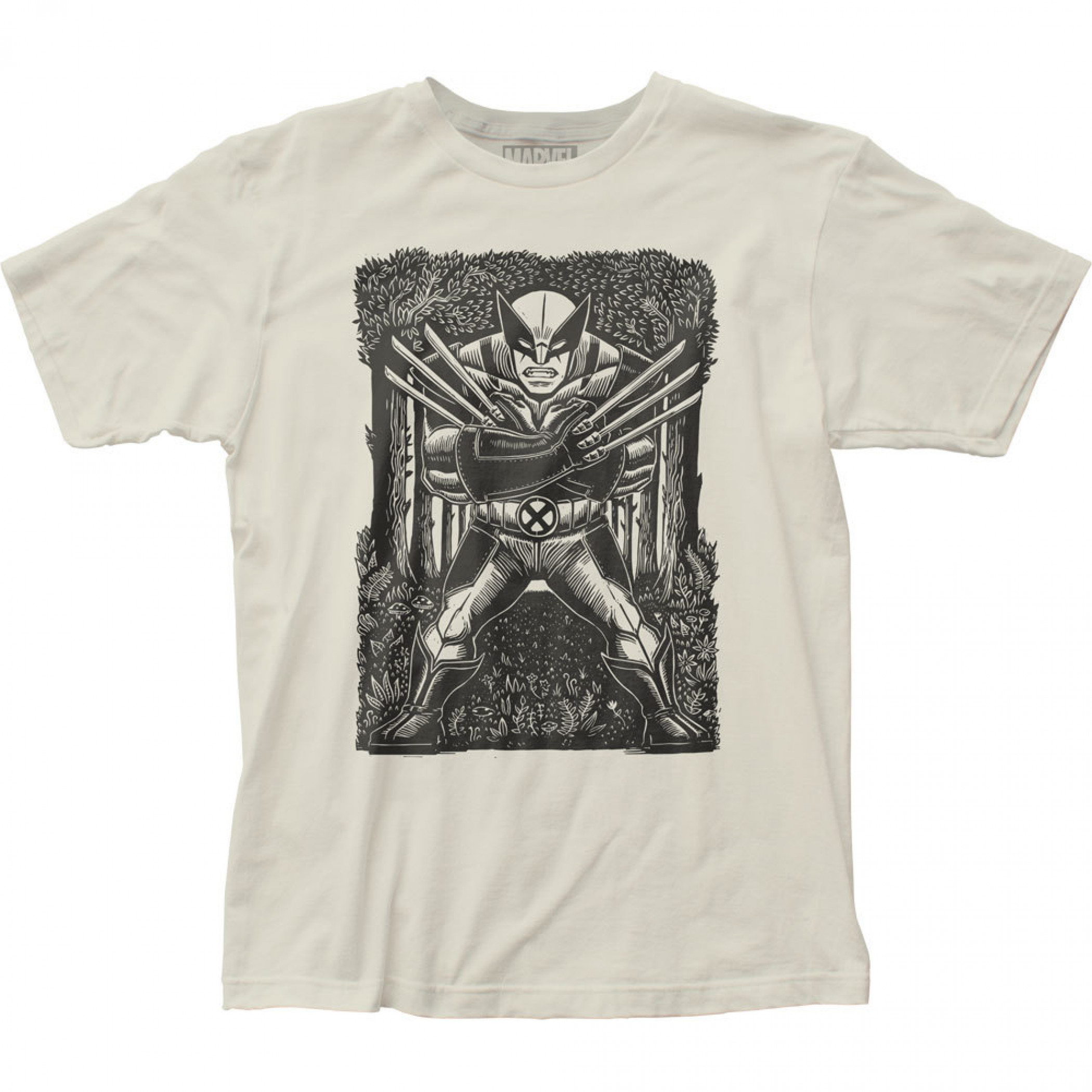 Wolverine Woodcut Art T-Shirt, Beige