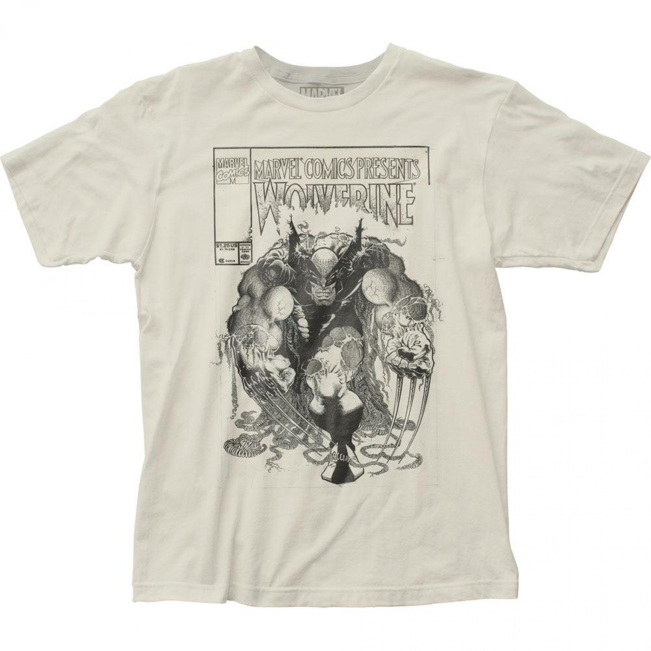 Wolverine Distressed Comic Sketch T-Shirt, Beige