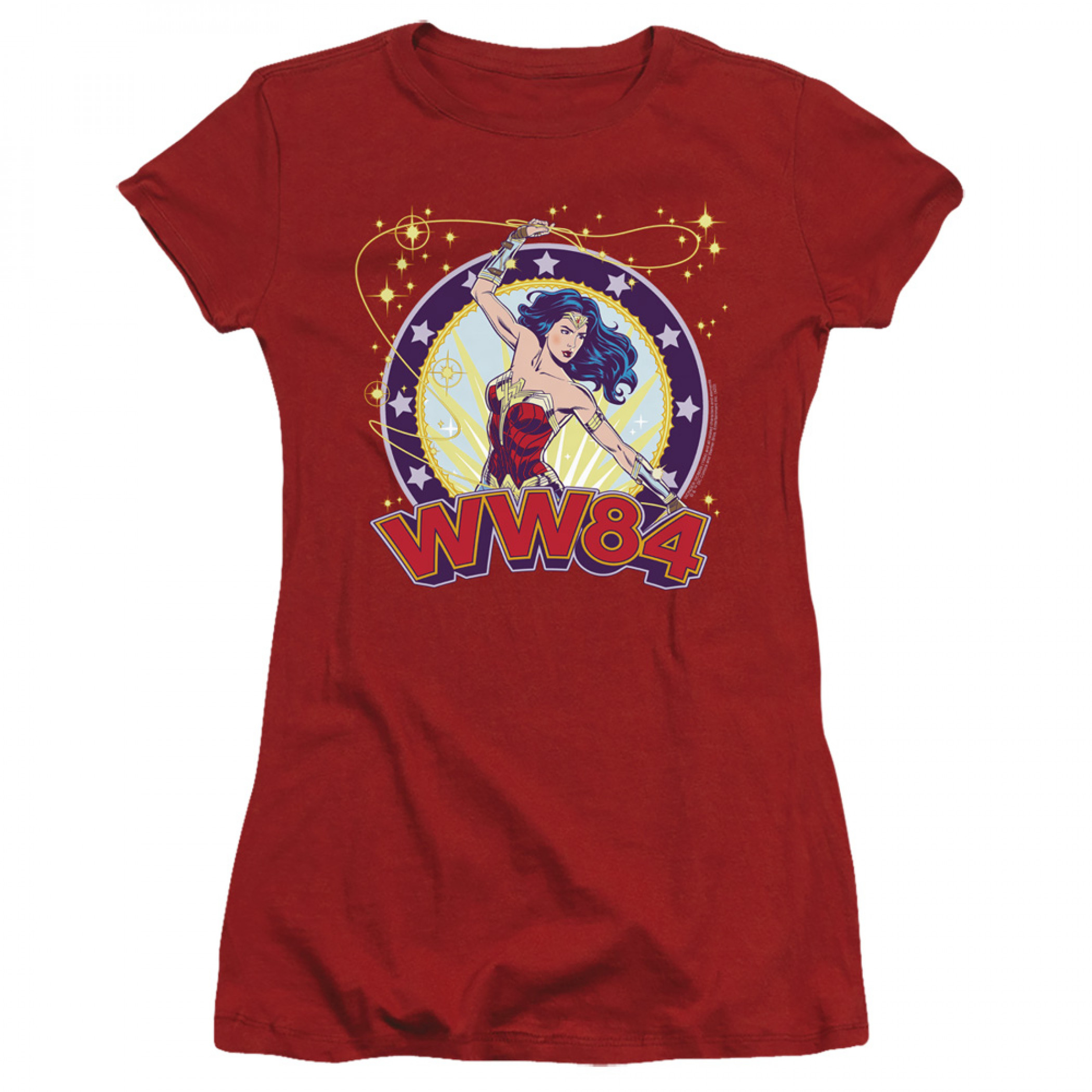 Wonder Woman 1984 Movie Lasso Star Women's Fitted T-Shirt, Red