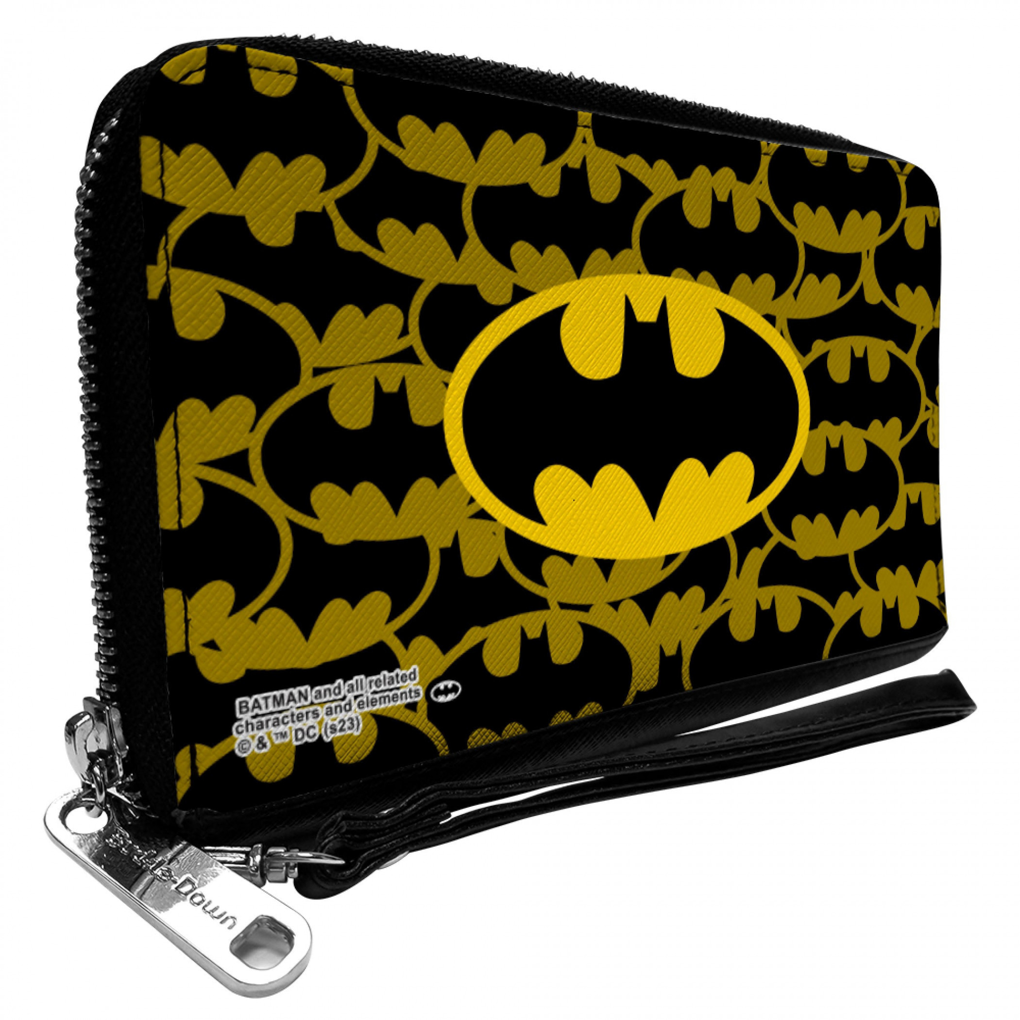 Batman Logo Collage PU Leather Zip Around Wallet, Black