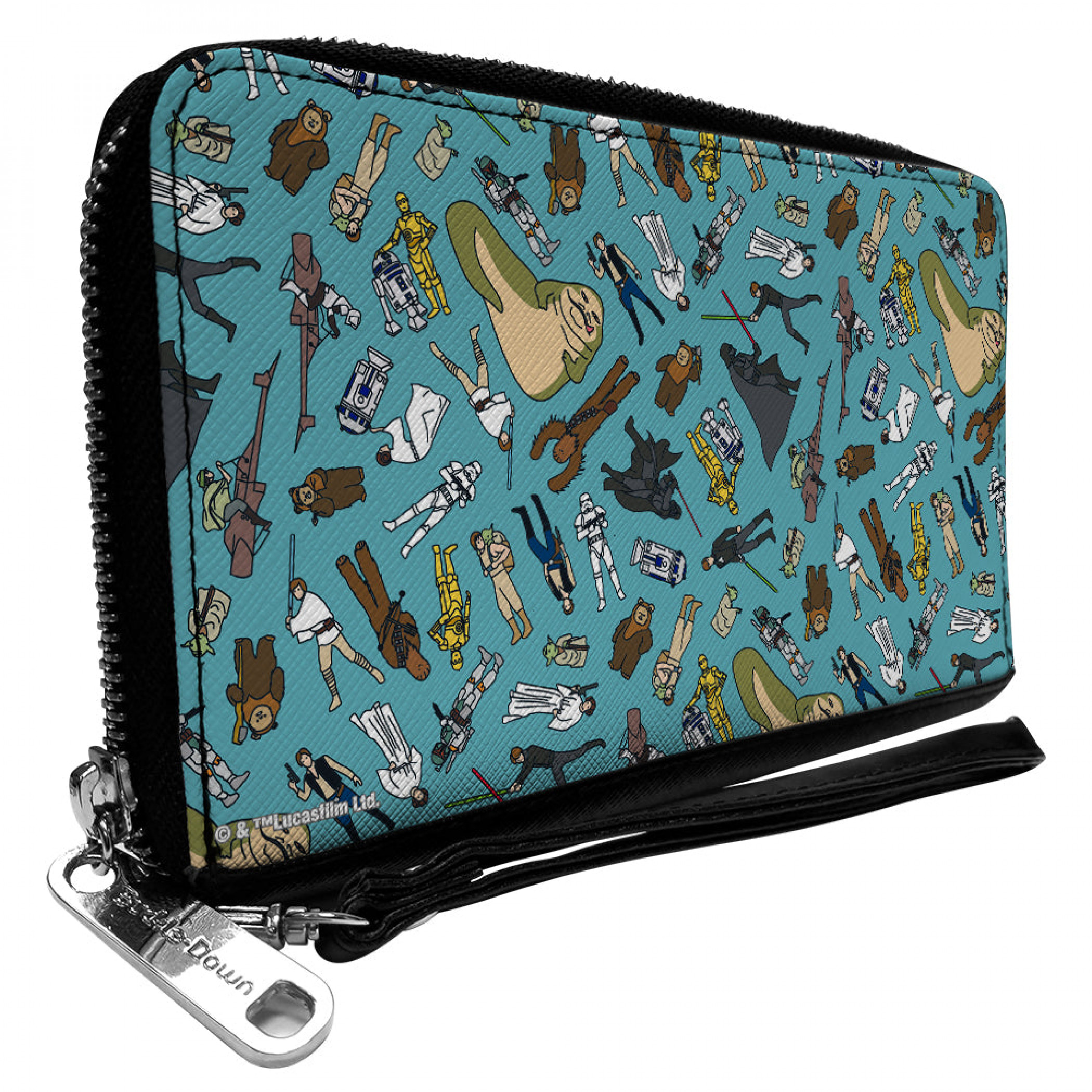 Star Wars Original Trilogy Characters PU Leather Zip Around Wallet, Blue